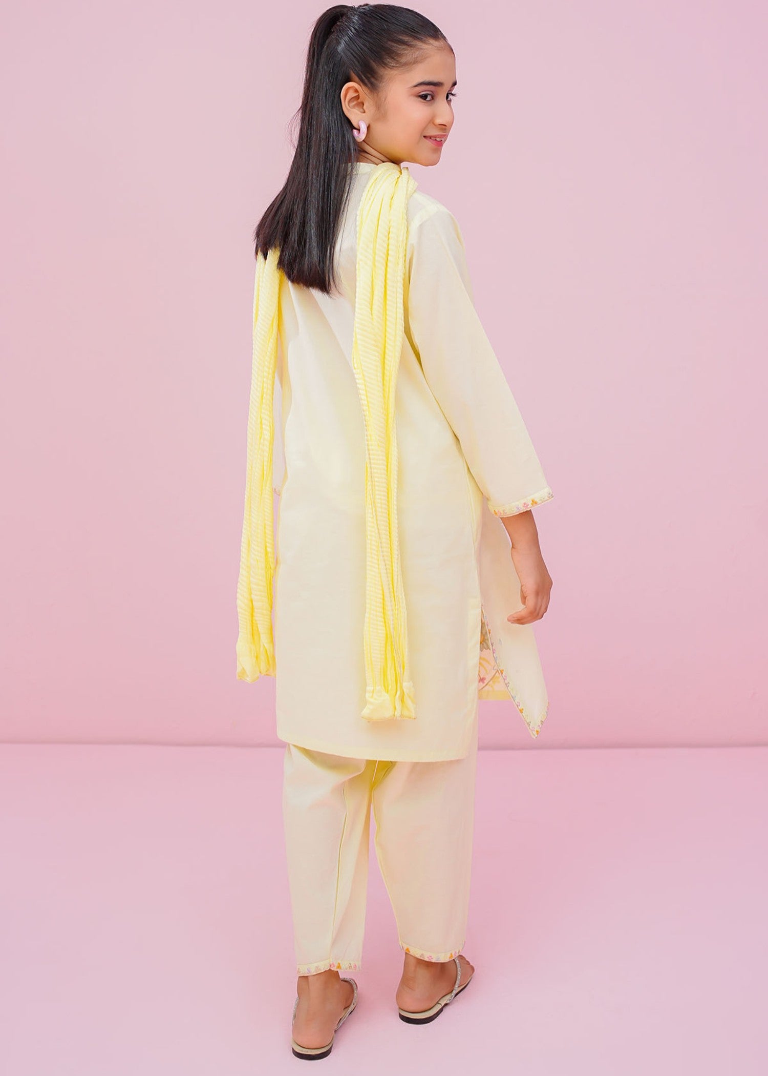 cotton Kurta Set in Lemon chiffon