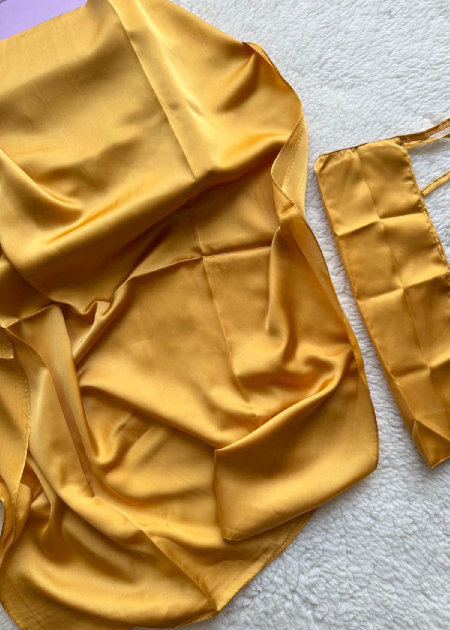 satin silk Veil in Saffron