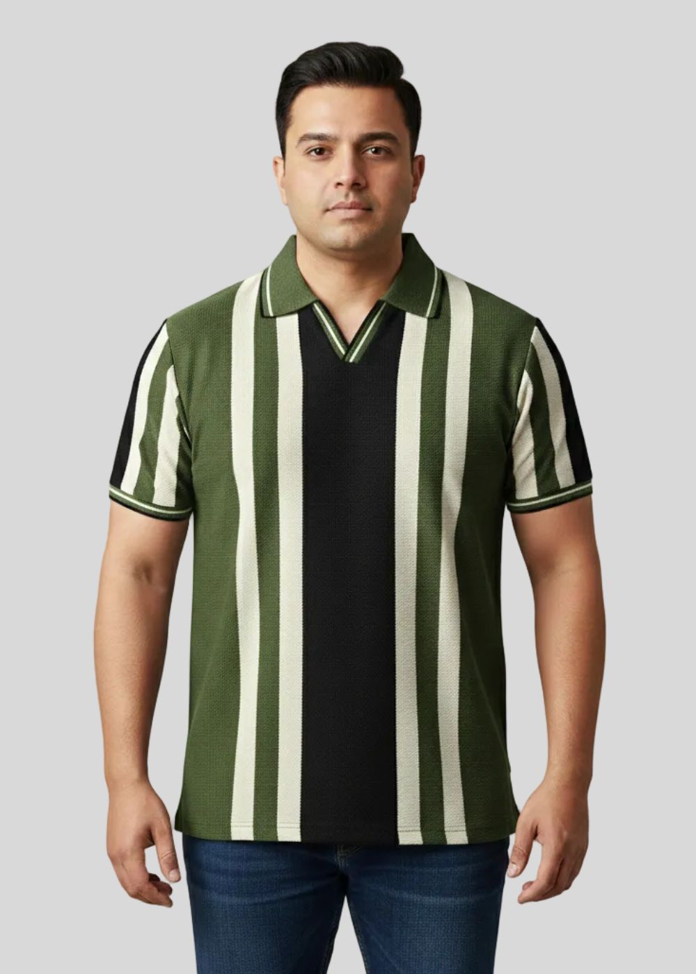 polyester-spandex Polo Shirt in Black, olive green