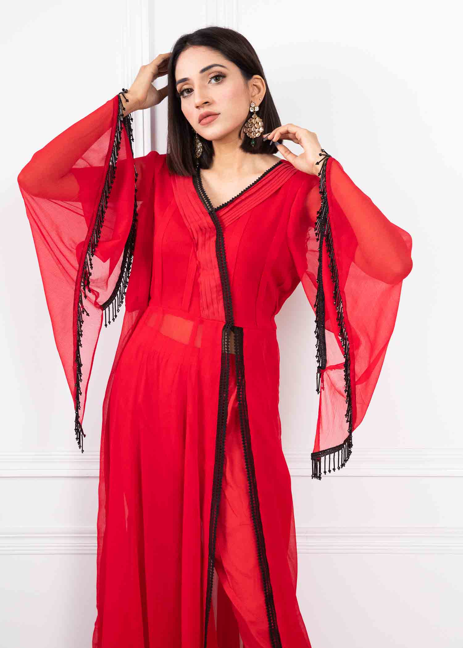 bemberg crinkle chiffon Dress in Red