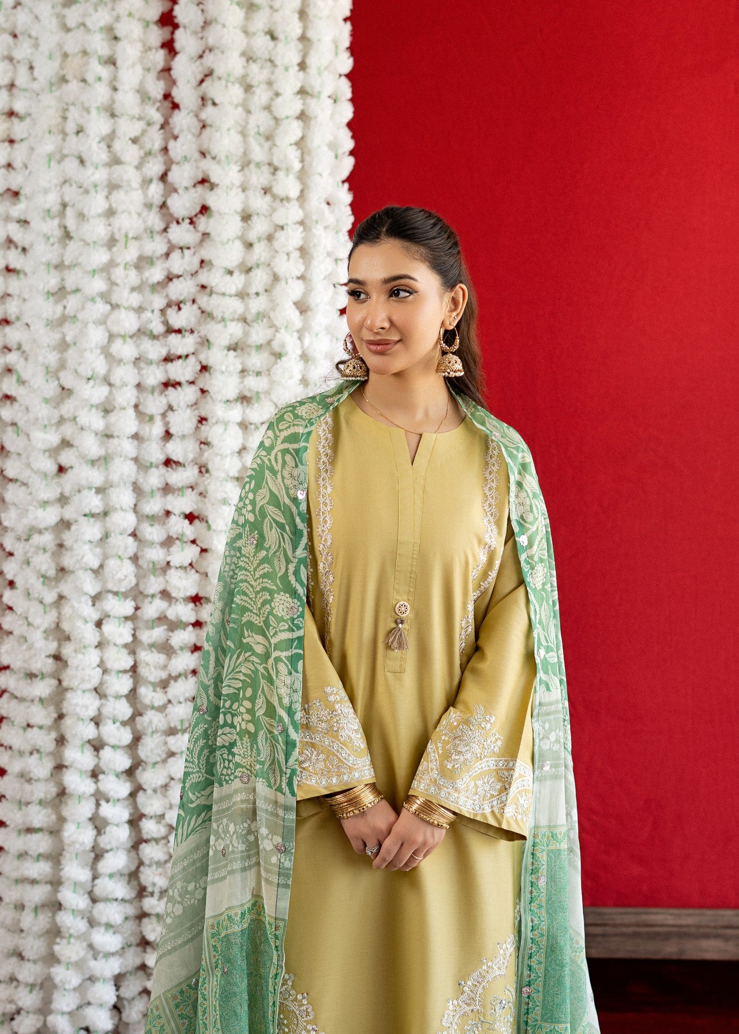 lawn Kurta Set in Mellow yellow