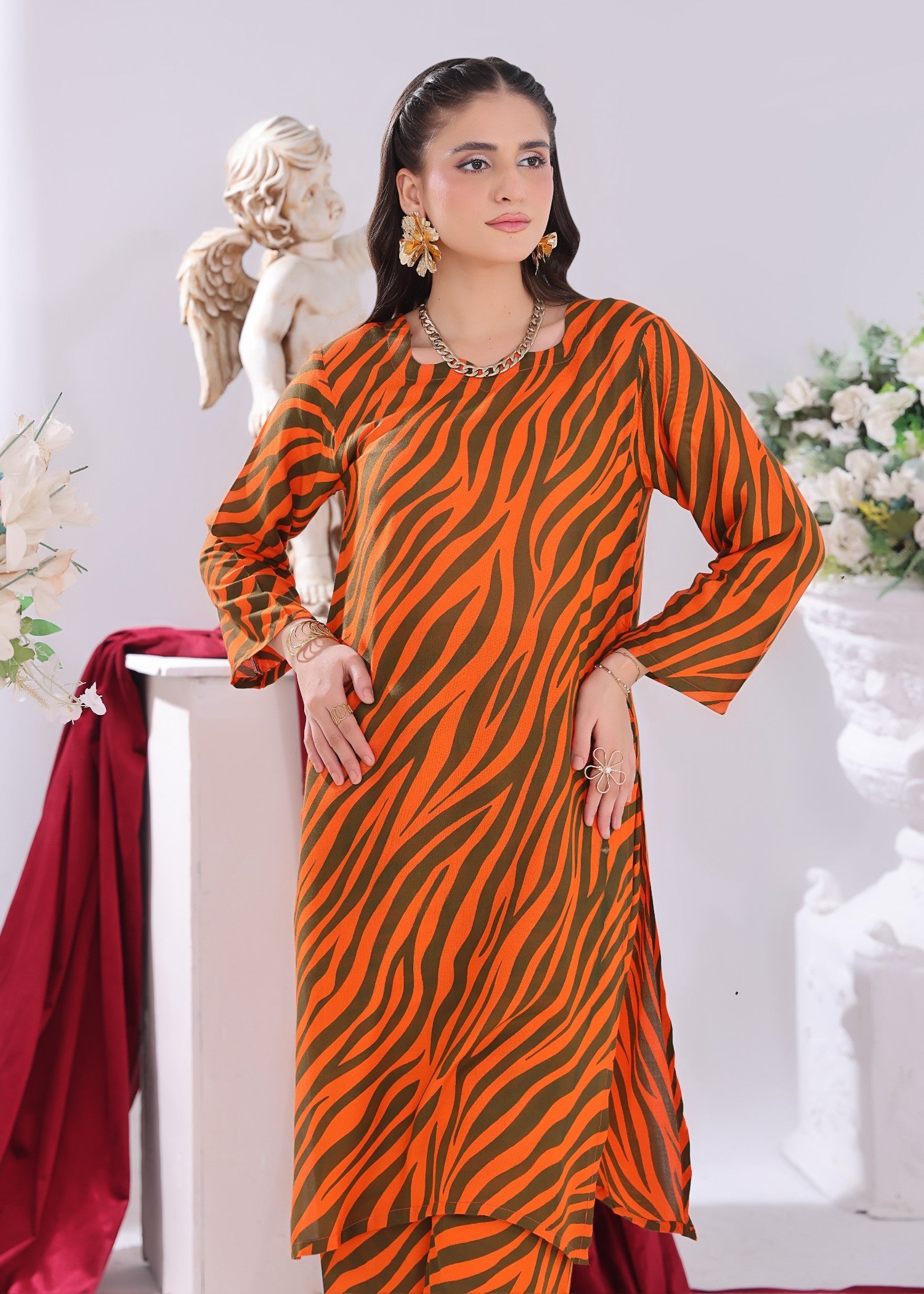 linen Co Ord Sets in Bronze orange