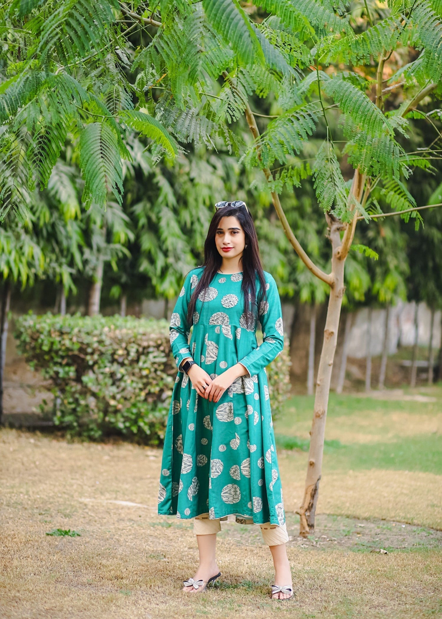karandi Pishwas in Sea green