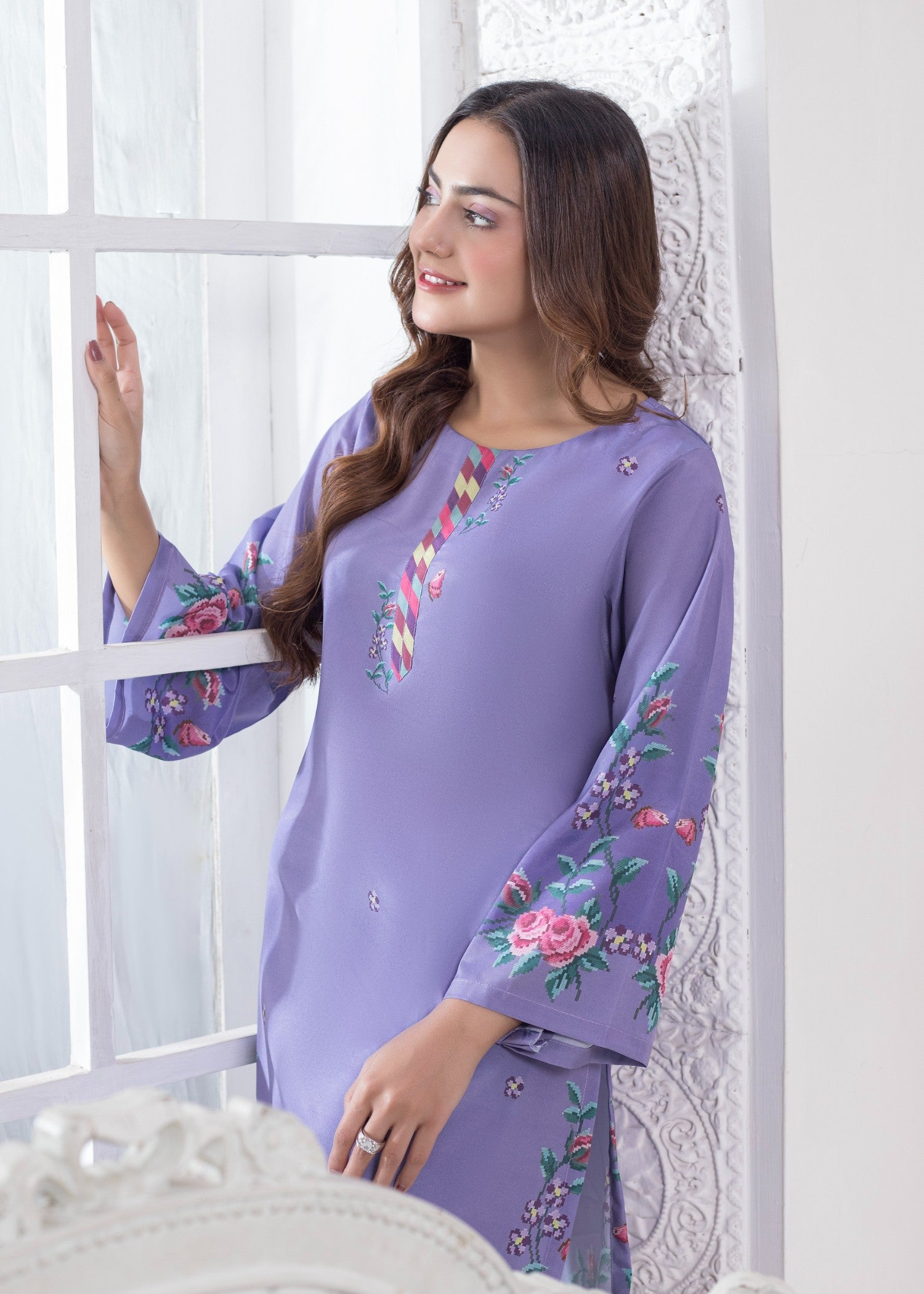 polyester crepe Co Ord Sets in Purple, lavender