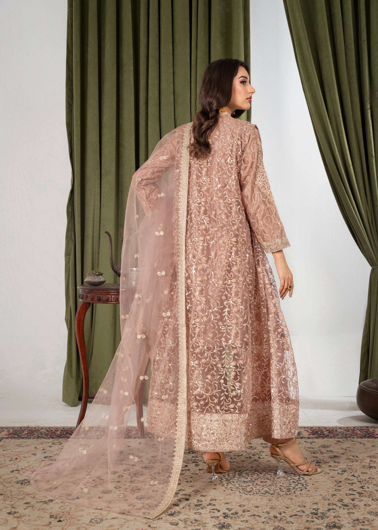 net Gown in Tan brown