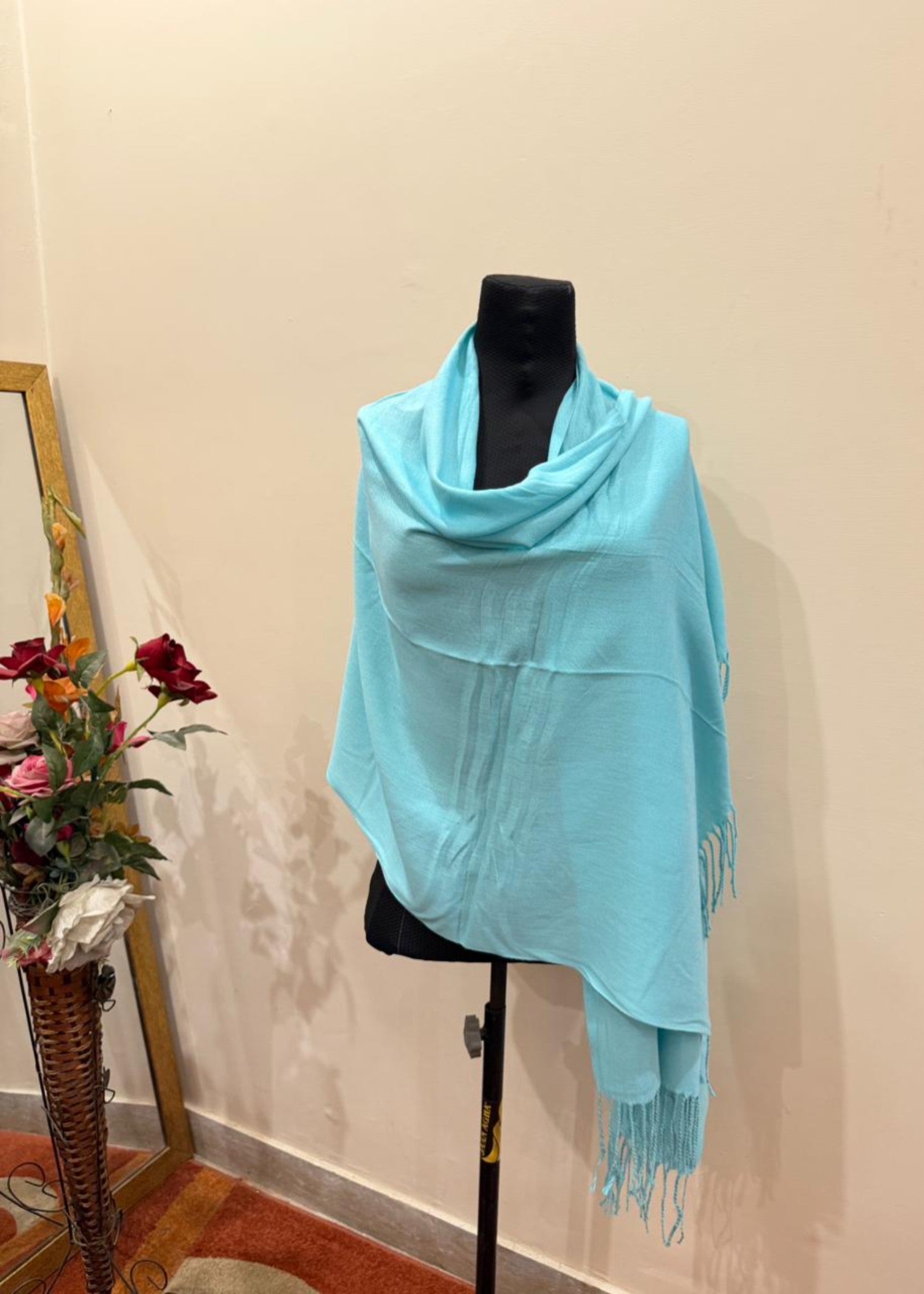 cashmere wool Hijab in Blue lagoon