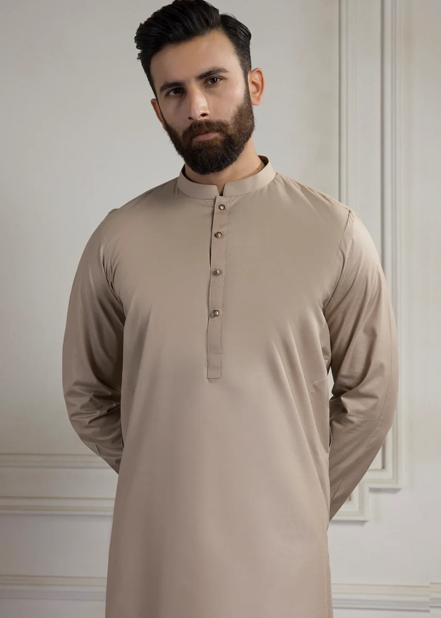 dobby Kurta in Beige