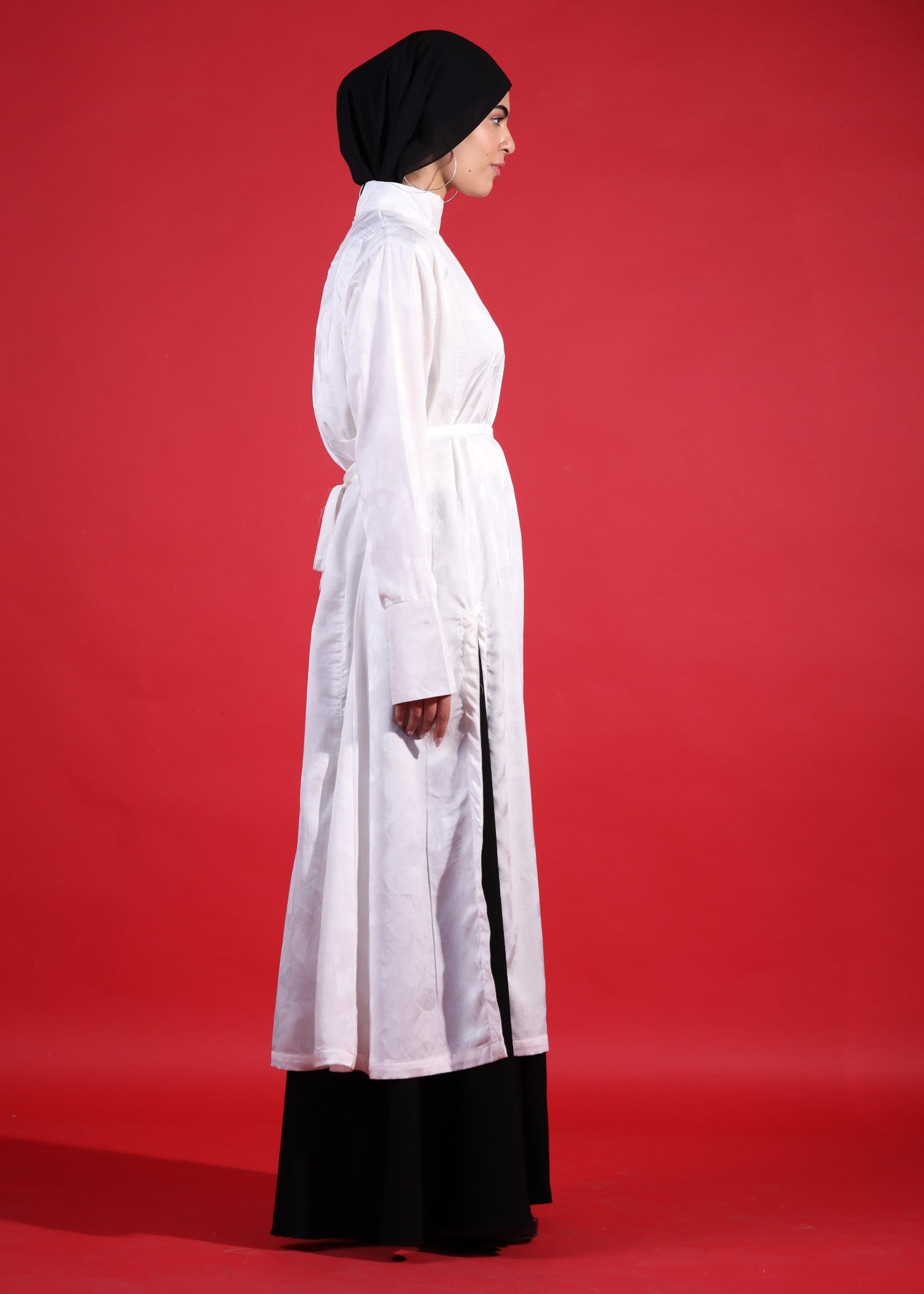 silk jamawar Skirt in Black, white