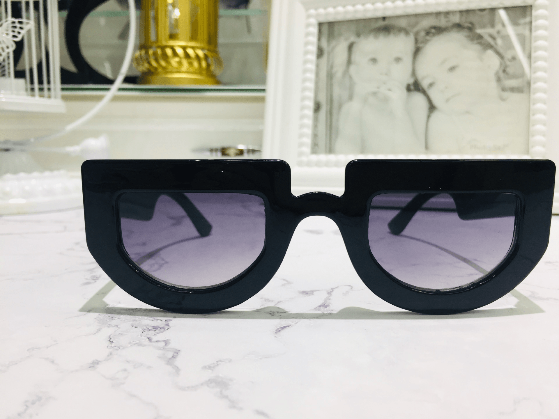 New Glasses European and American Retro Half-Round Sunglasses Women Trendy All-Match Street Sunglasses