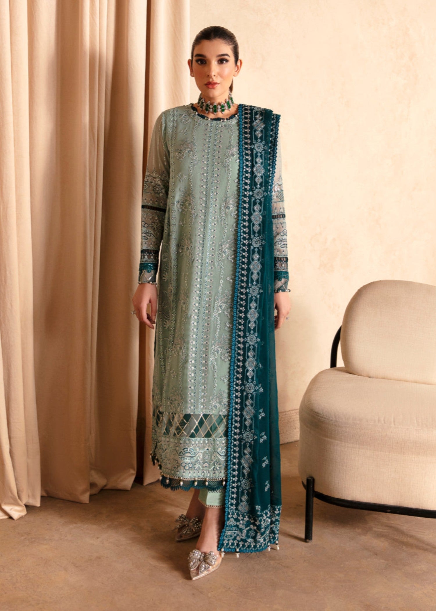chiffon Unstitched in Green