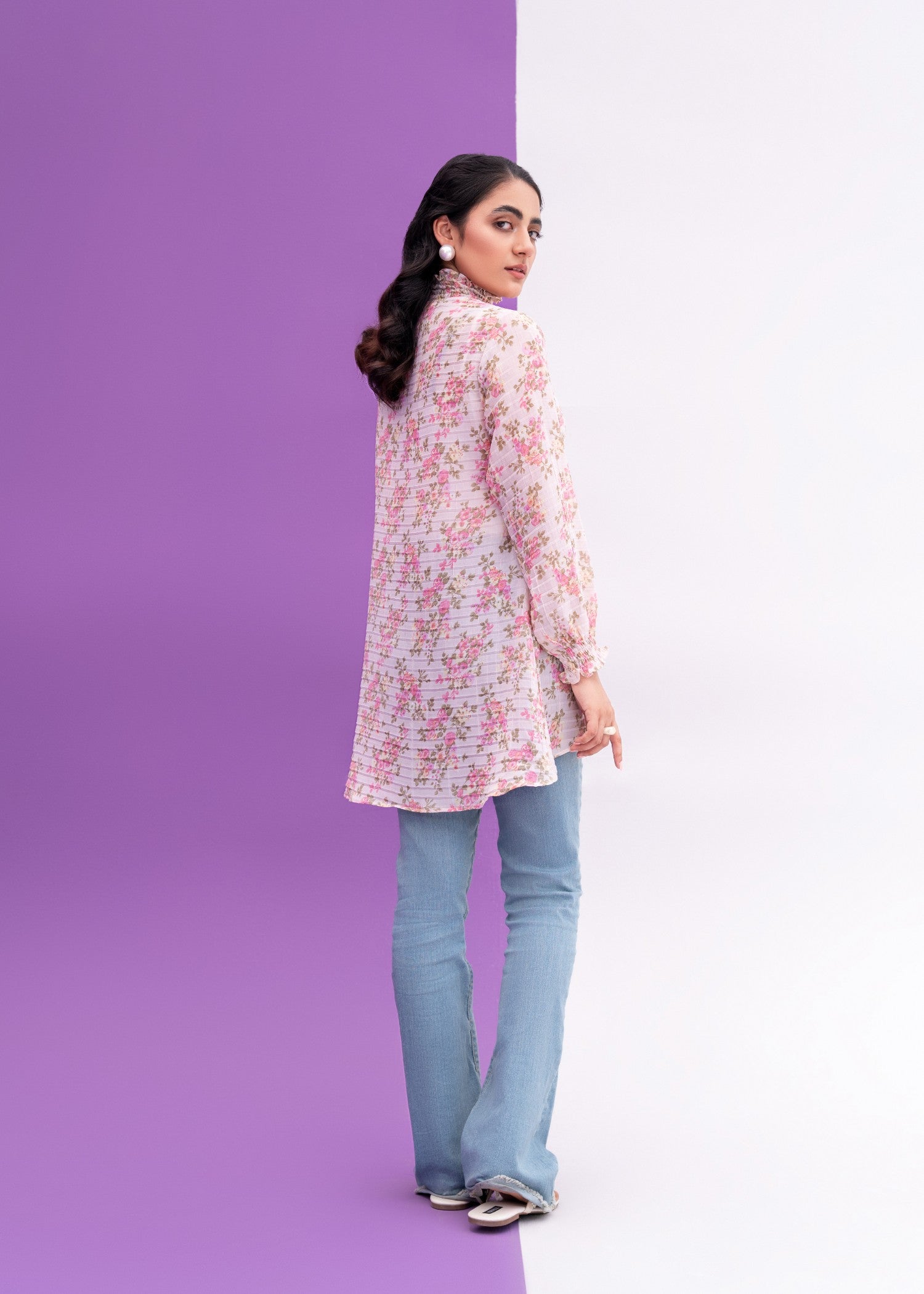 bemberg georgette chiffon Top in Pastel pink