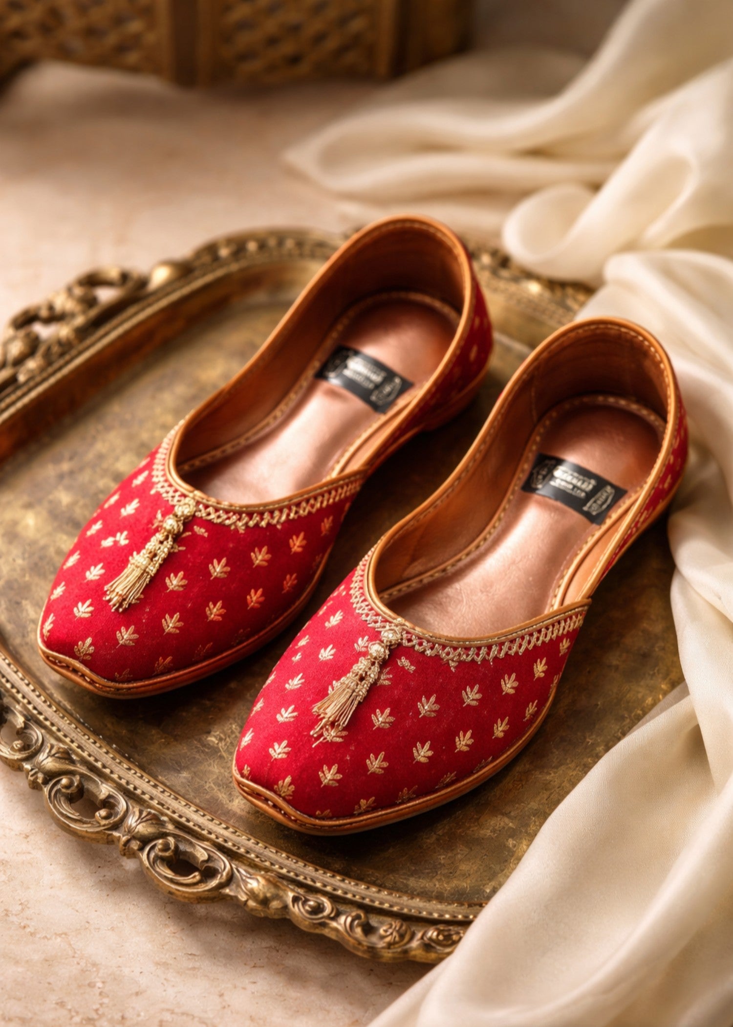 Khussa in Venetian red by - High Quality Women Khussa IST0418