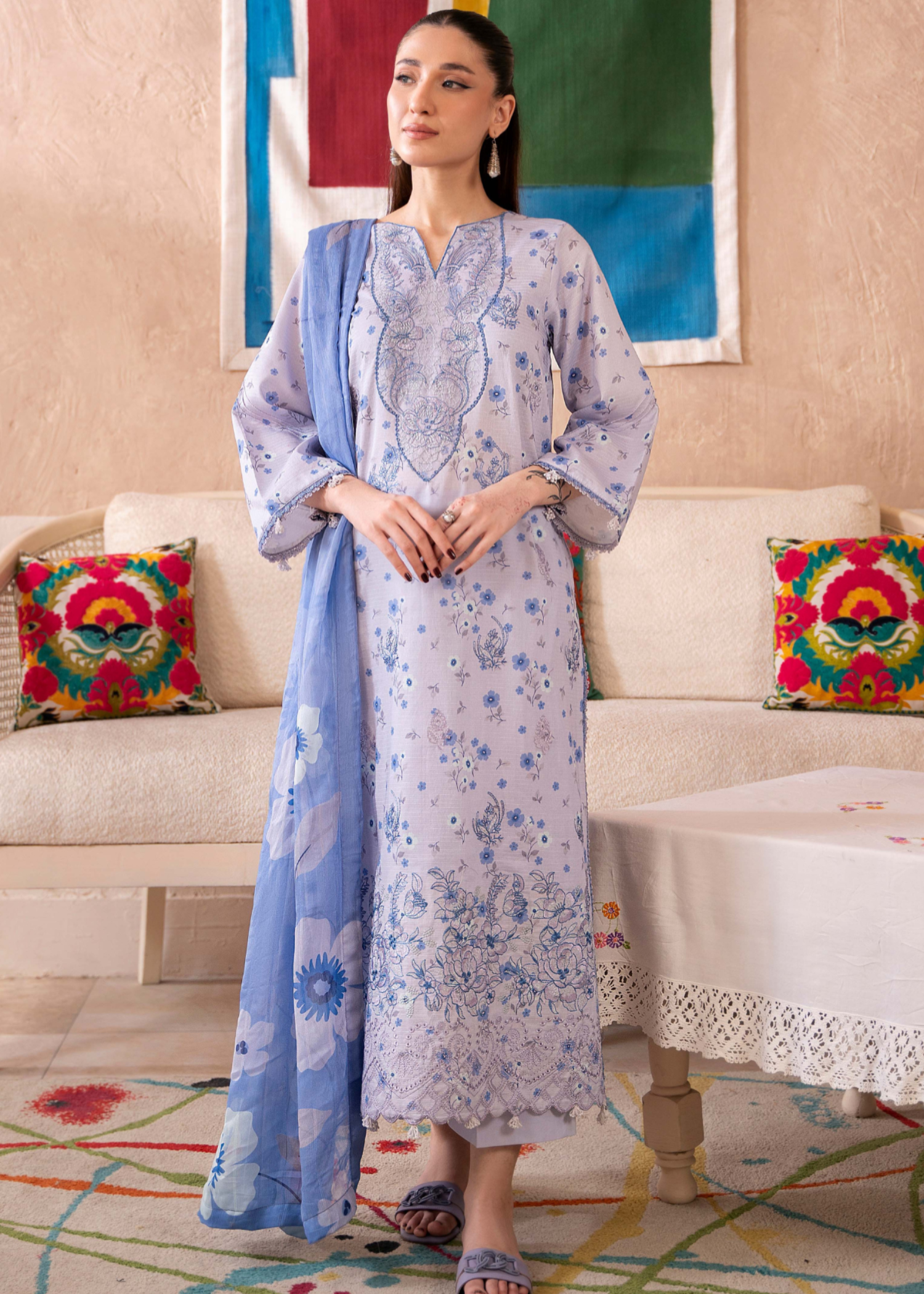 lawn Unstitched in Periwinkle, cornflower blue