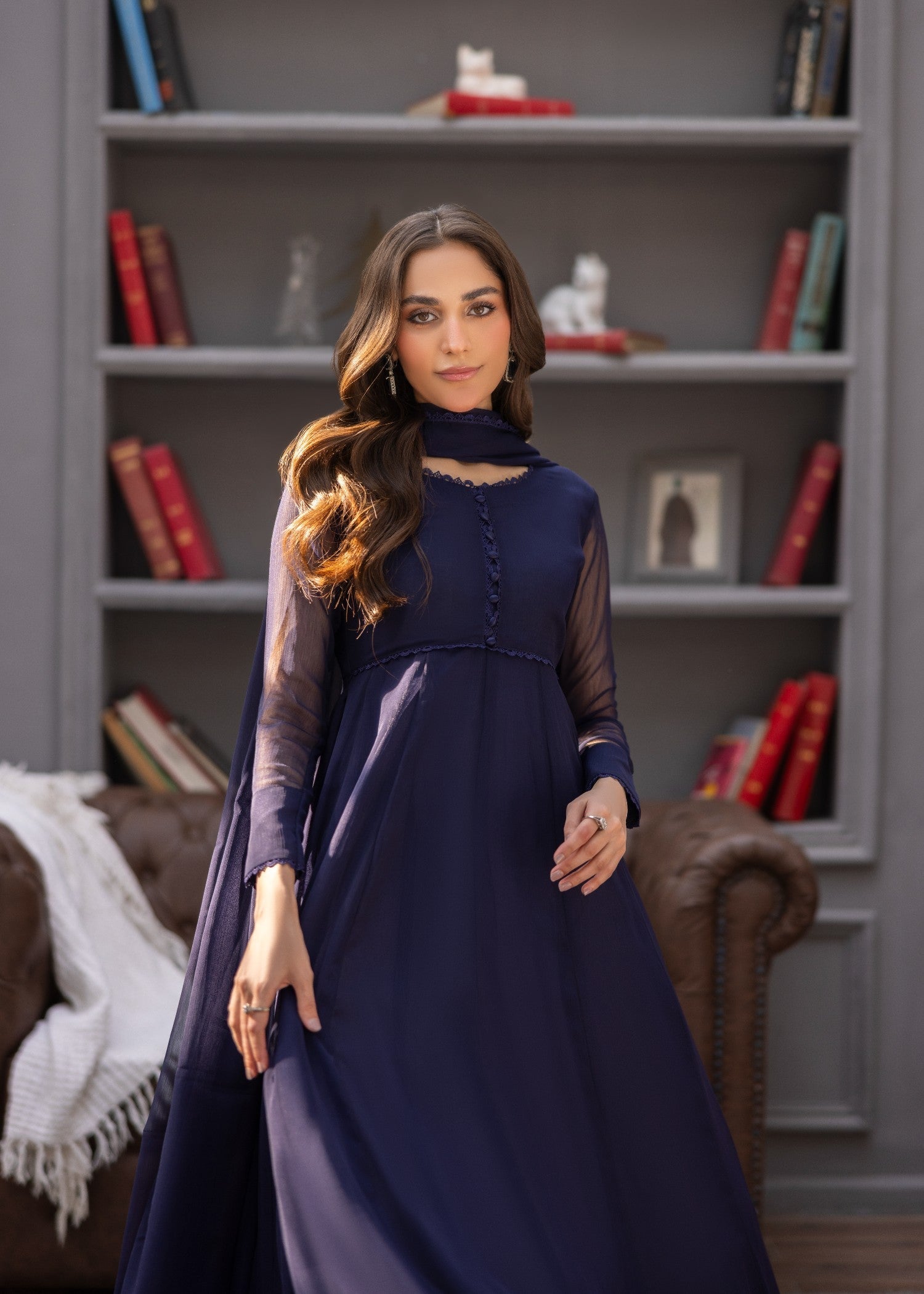 chiffon Maxi in Navy blue