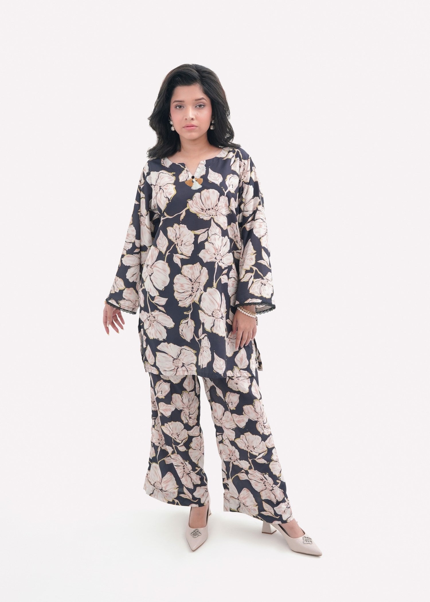 crepe Co Ord Sets in Pastel grey