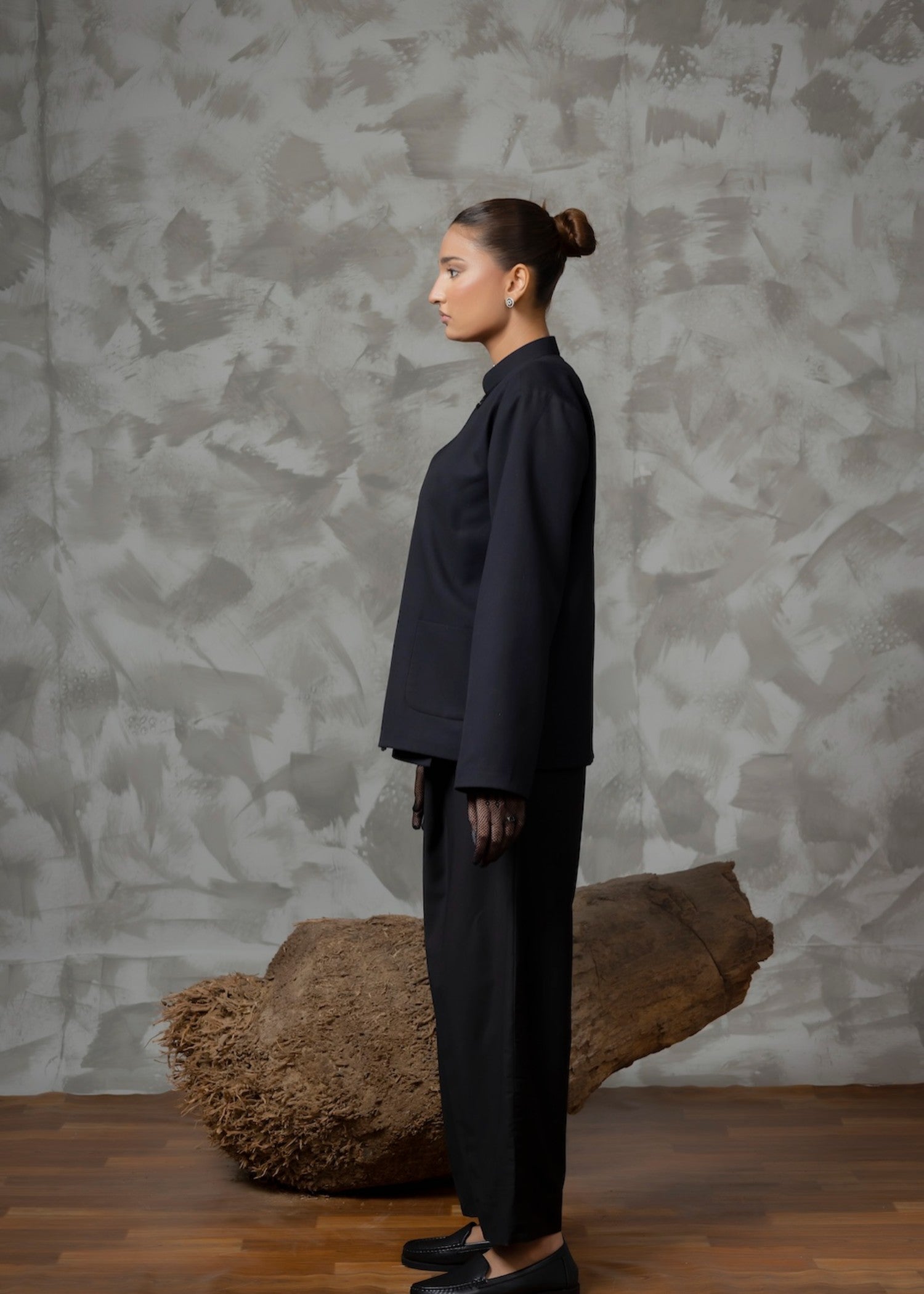 twill cotton Top in Black
