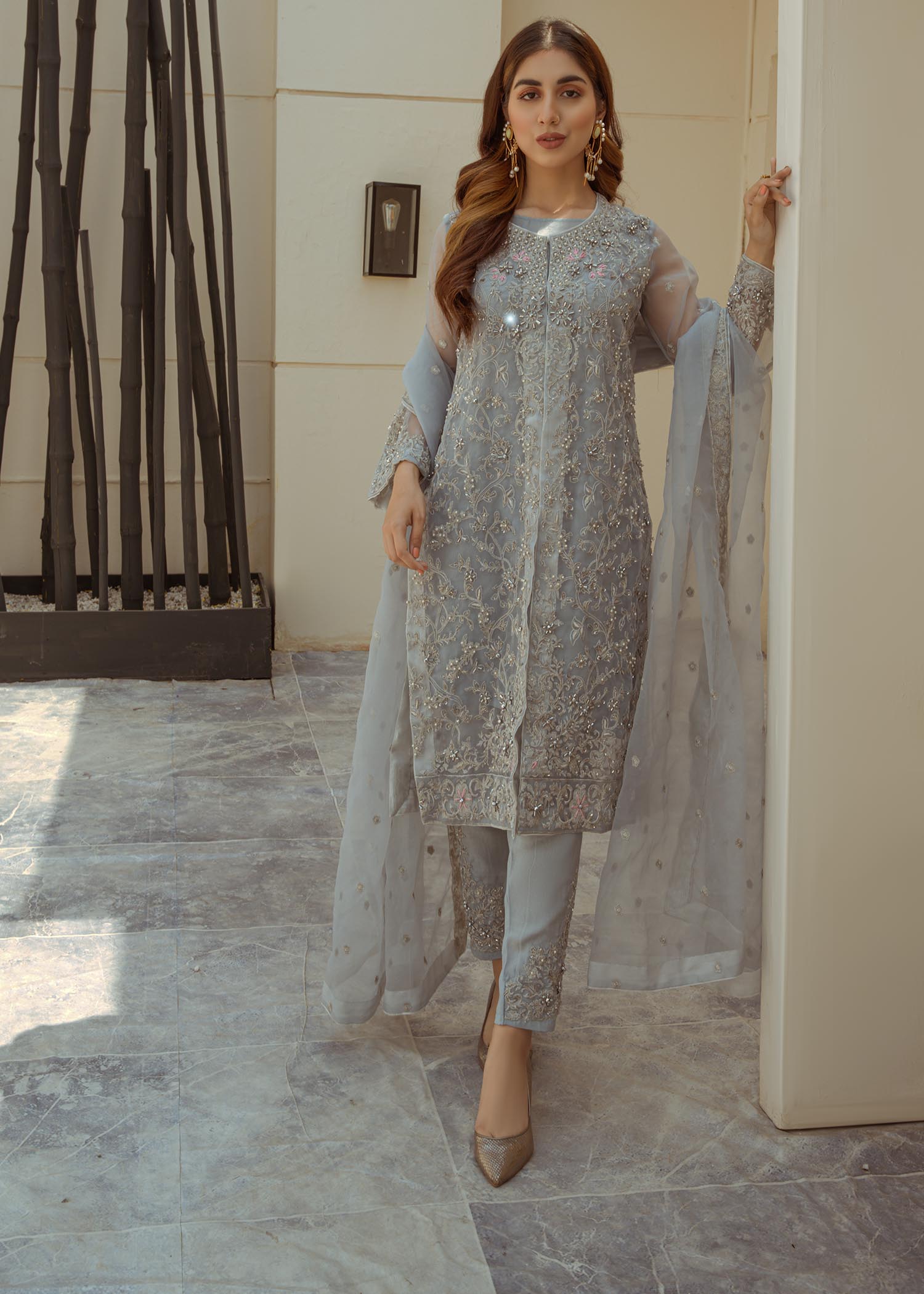 organza Gown in Grey
