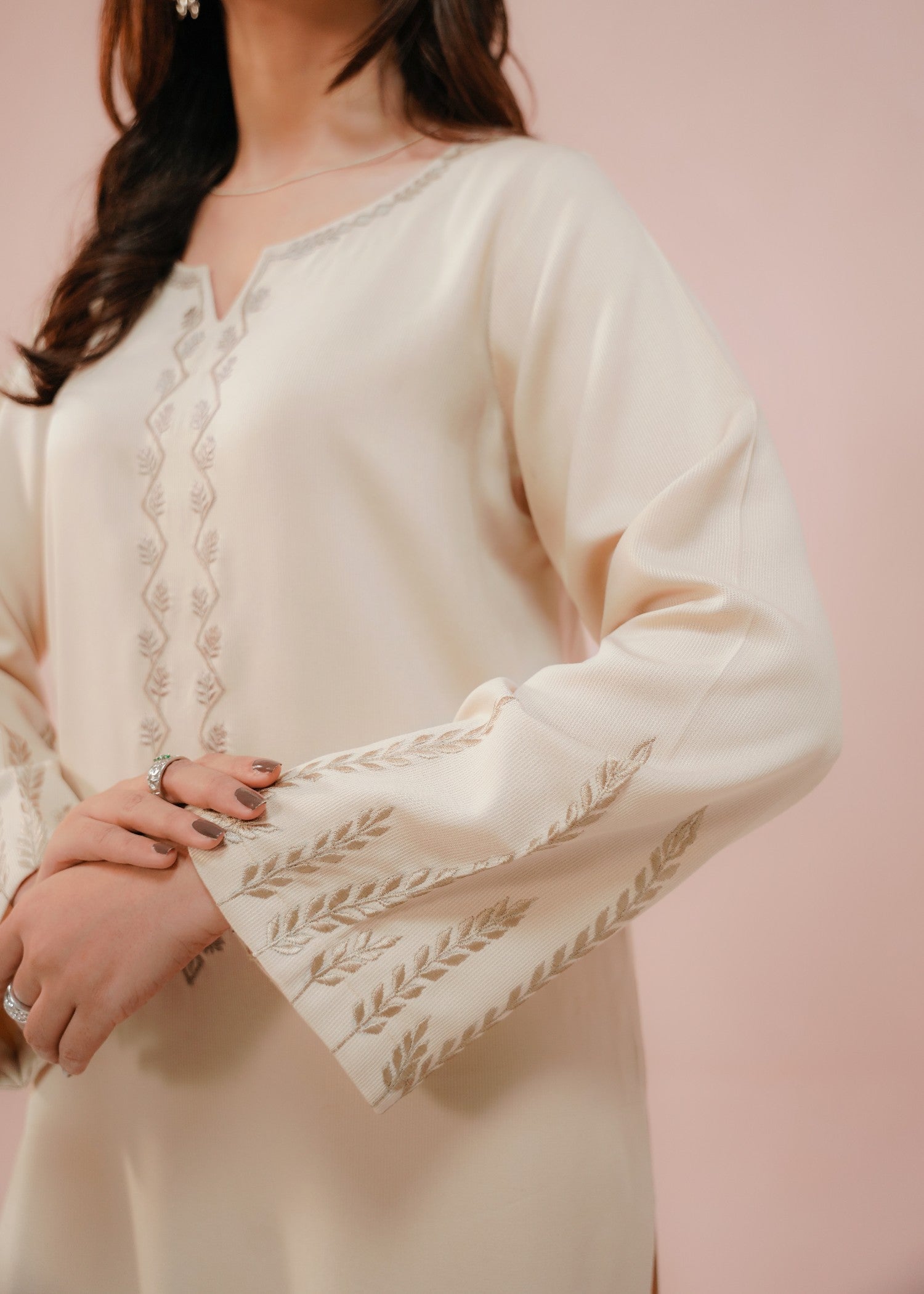 corduroy Kurta Set in Ivory