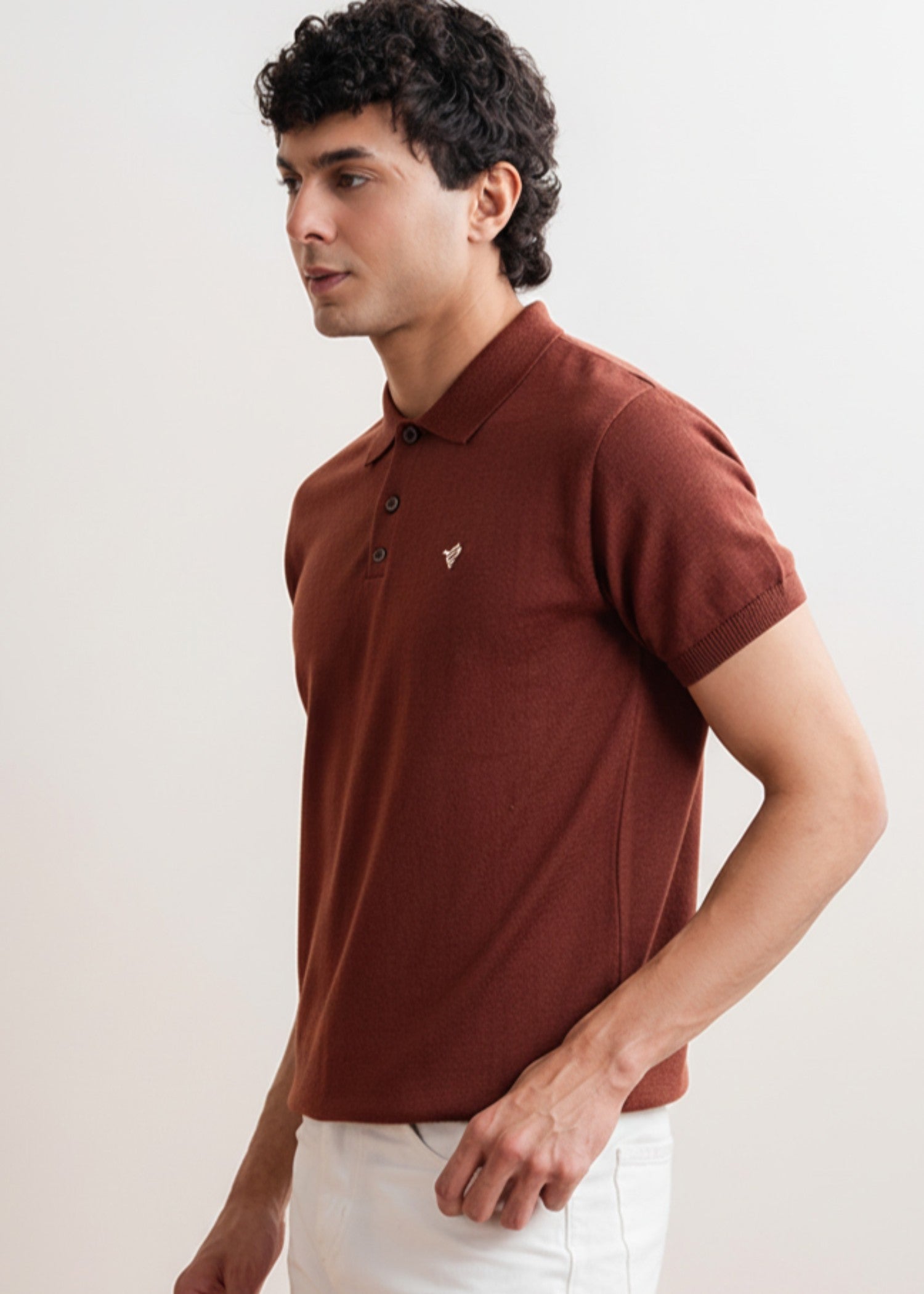 cotton Polo Shirt in Brown by Fitted
