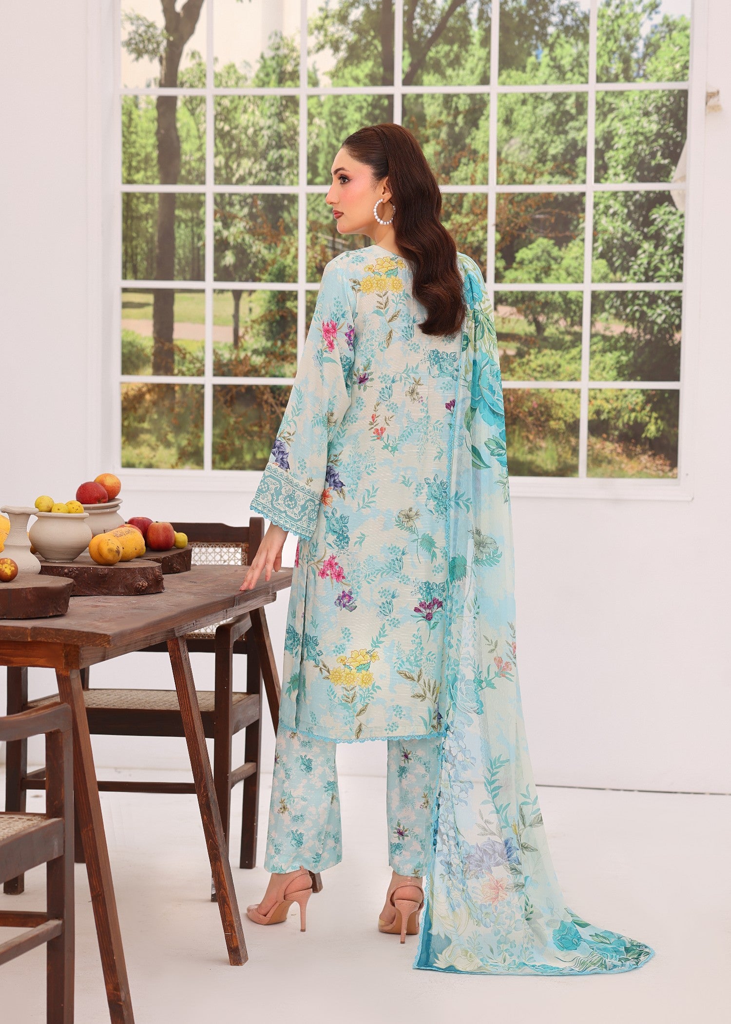viscose raw silk Kurta Set in Sky blue