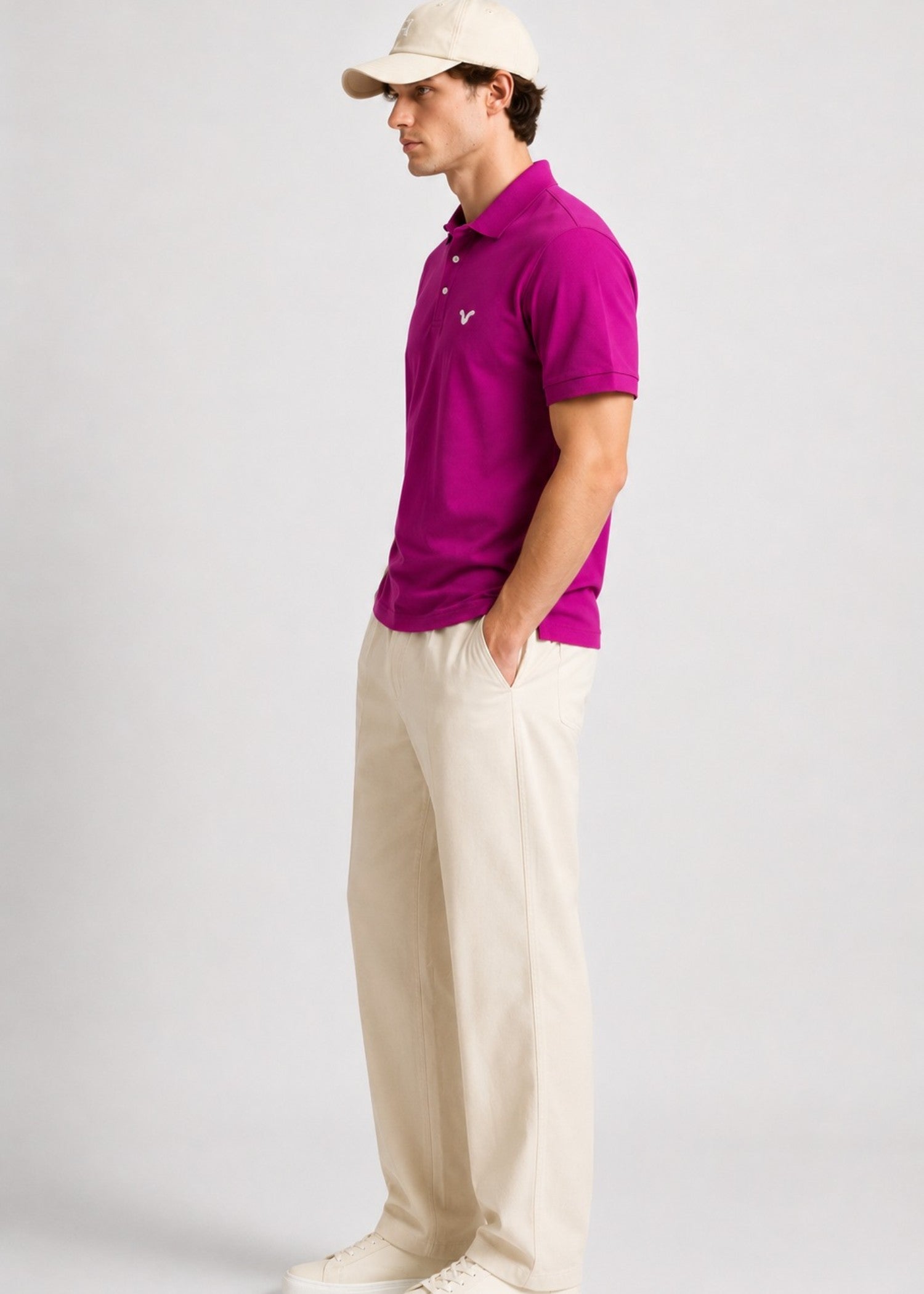 cotton jersey Polo Shirt in Magenta