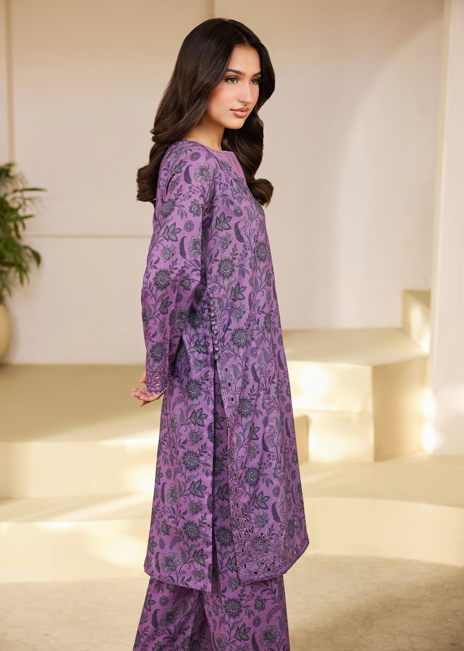 lawn cotton Co Ord Sets in Purple