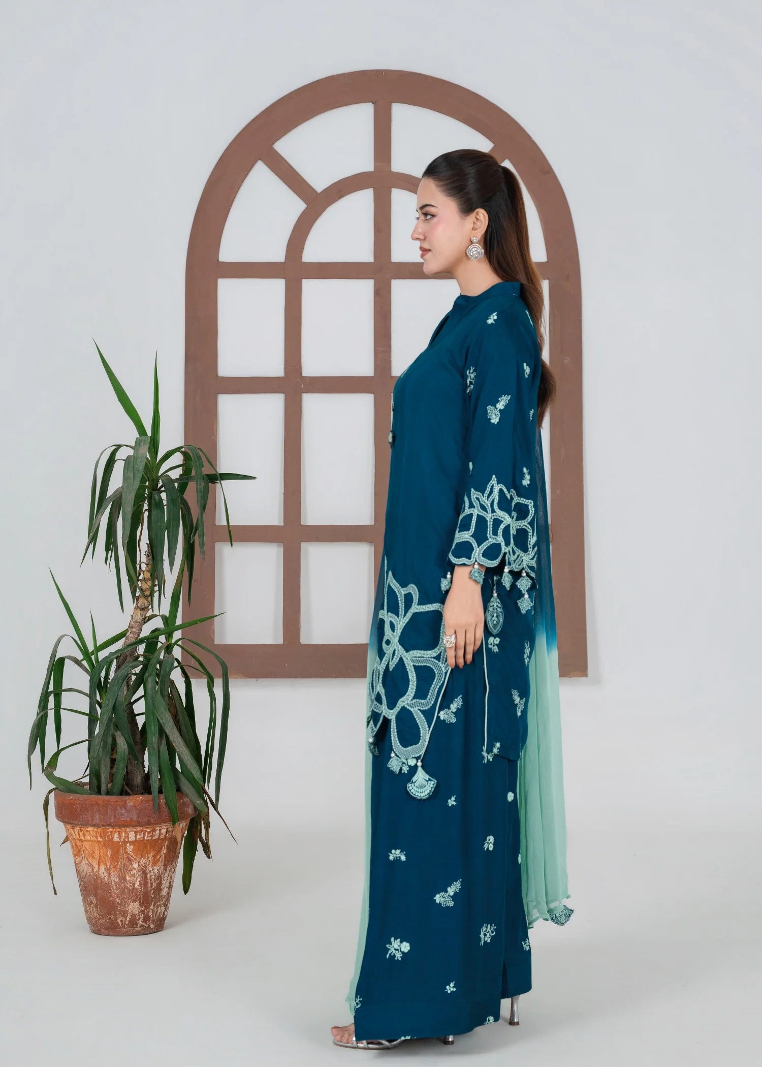 silk Sharara in Sapphire blue