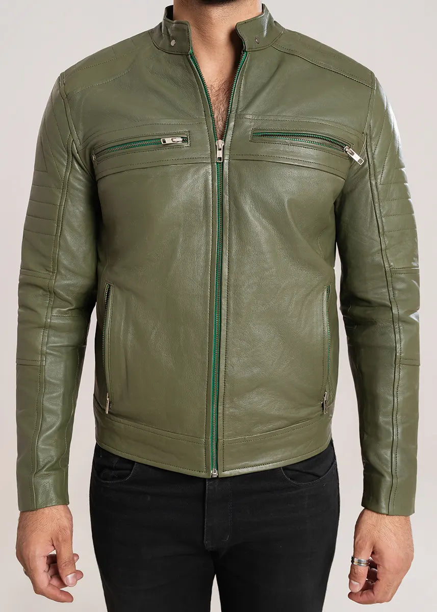 leather Jacket in Green