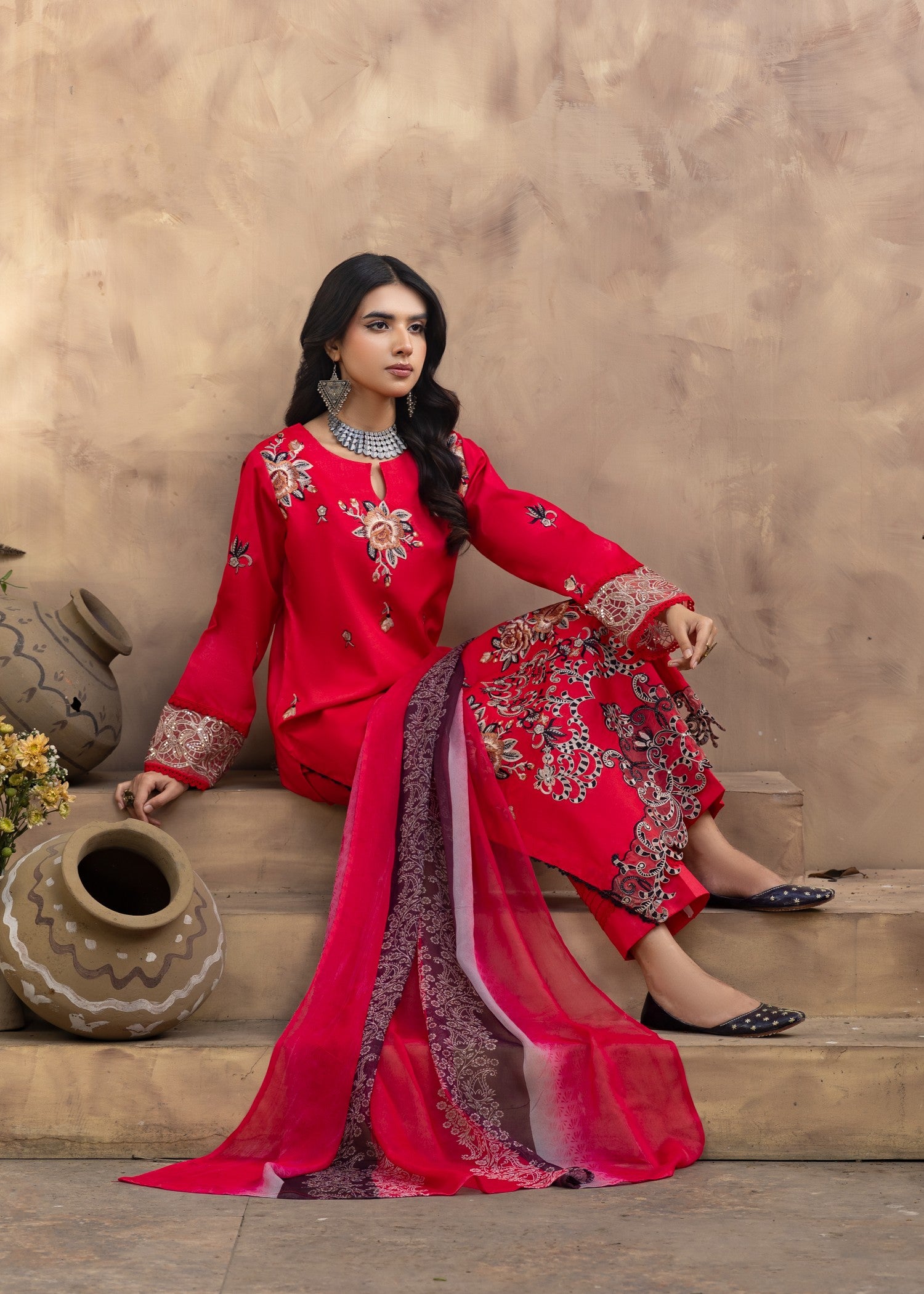 lawn Unstitched in Red