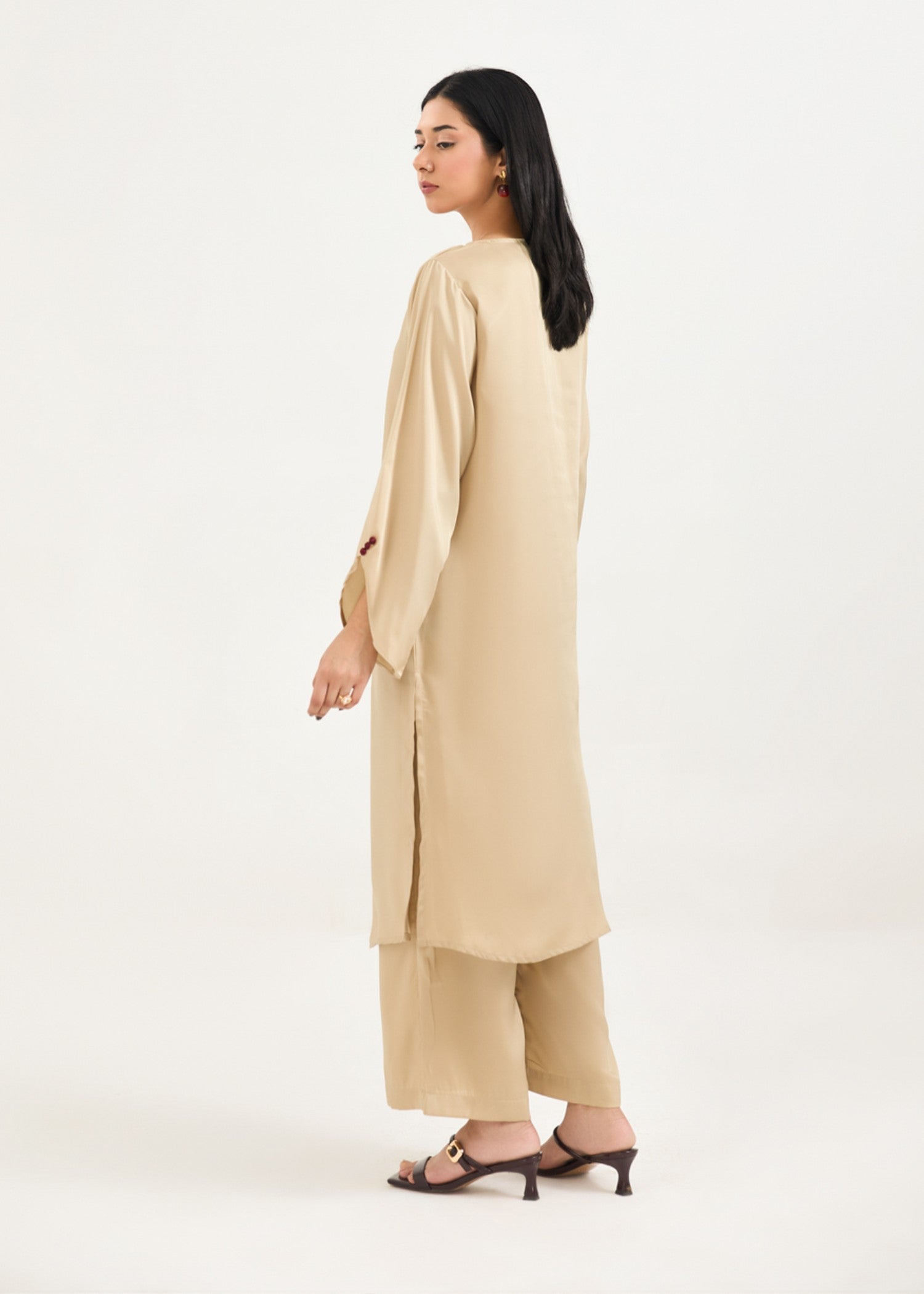 silk Co Ord Sets in Tan brown