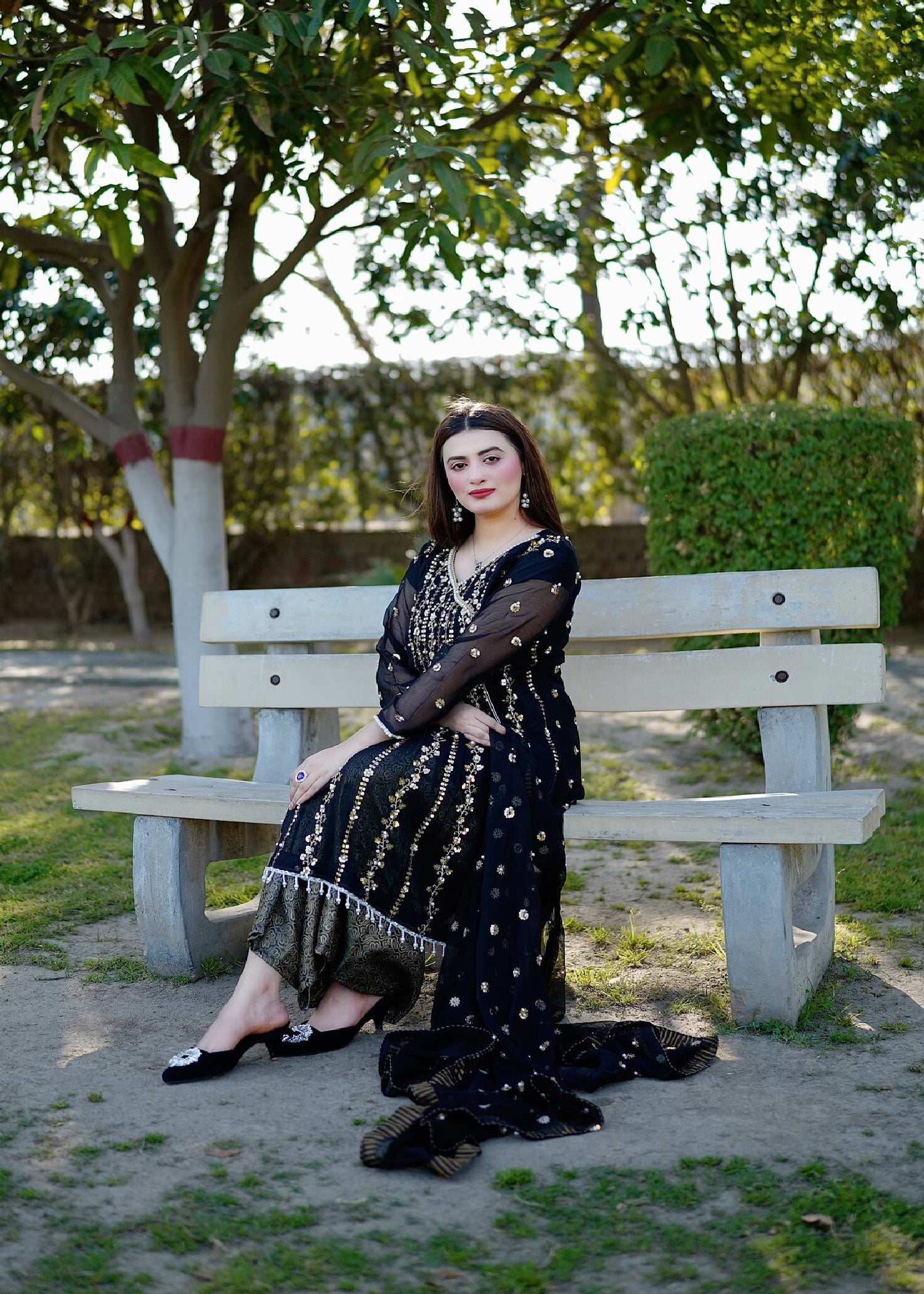 chiffon Angrakha in Black