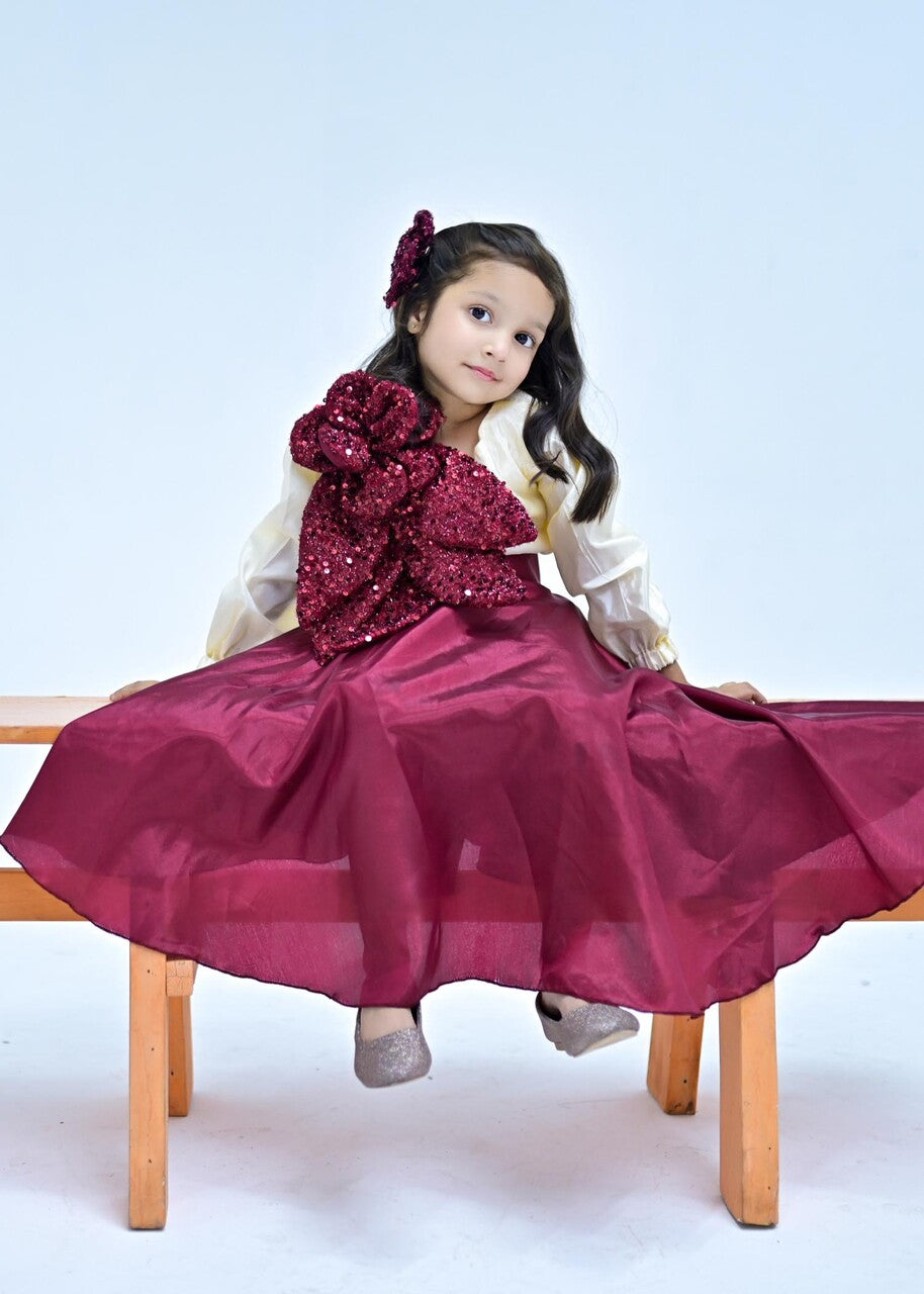 kattan silk Skirt in Maroon
