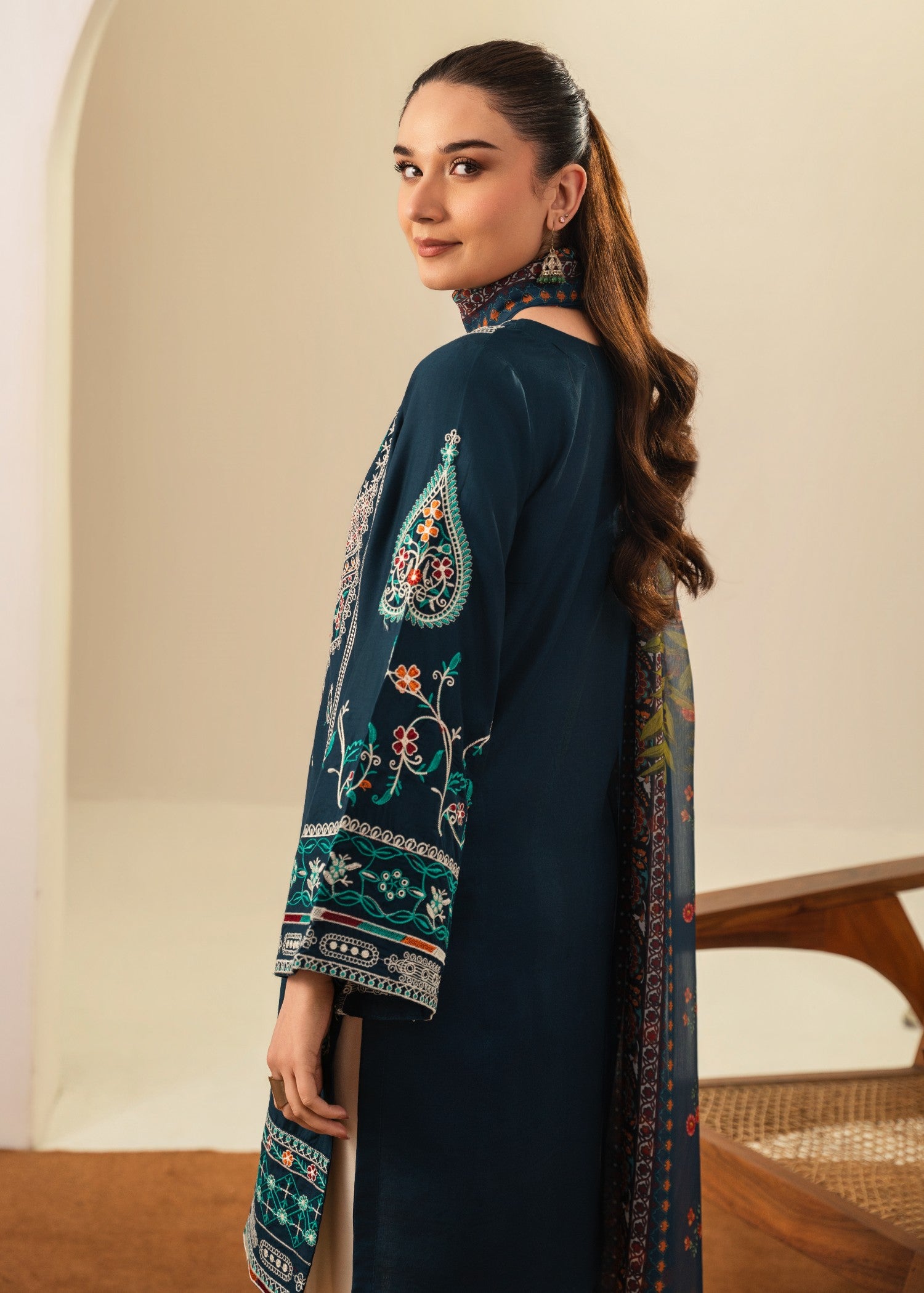 lawn Kurta Set in Teal