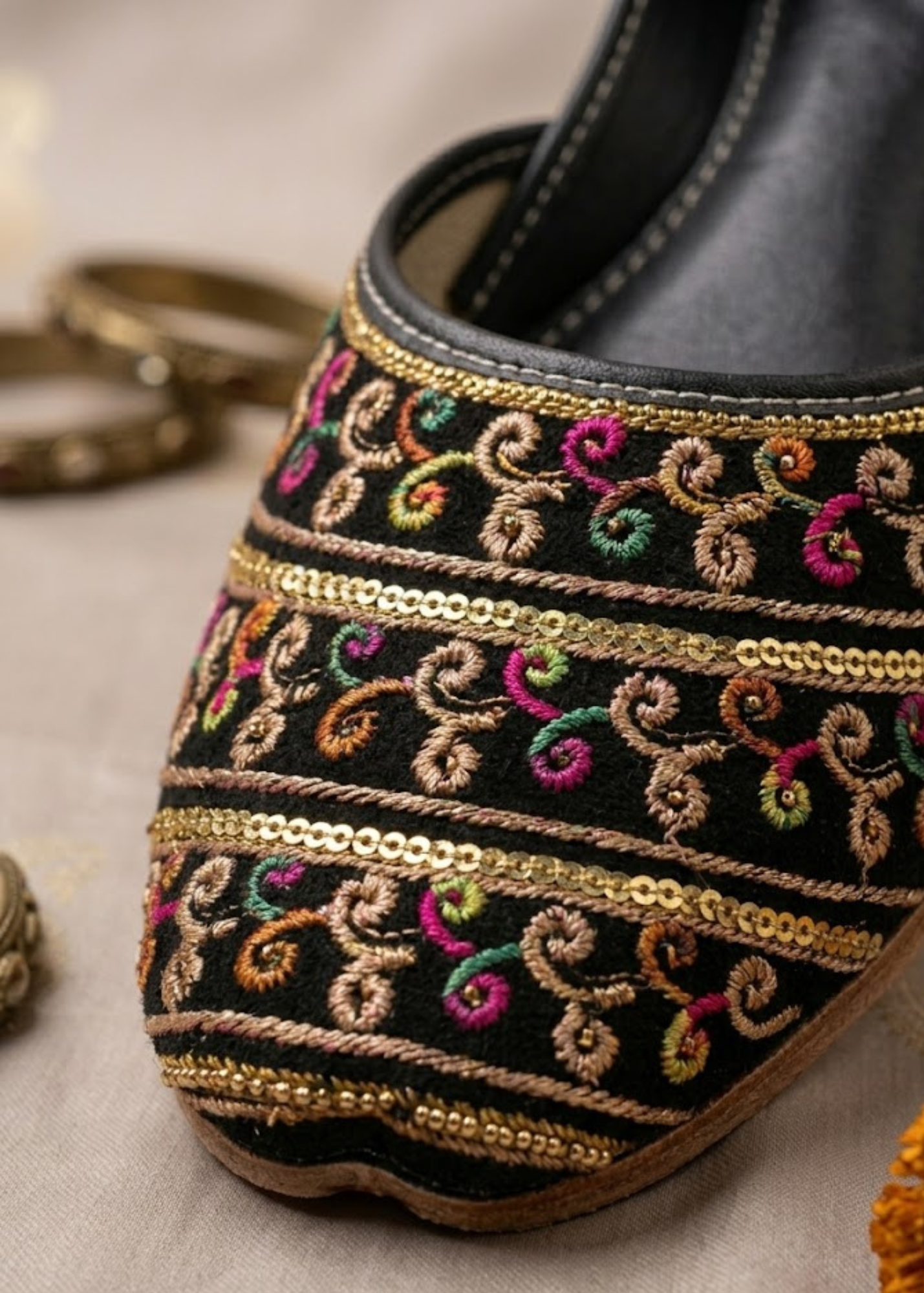 Khussa in Black by - High Quality Women Khussa RIH7888