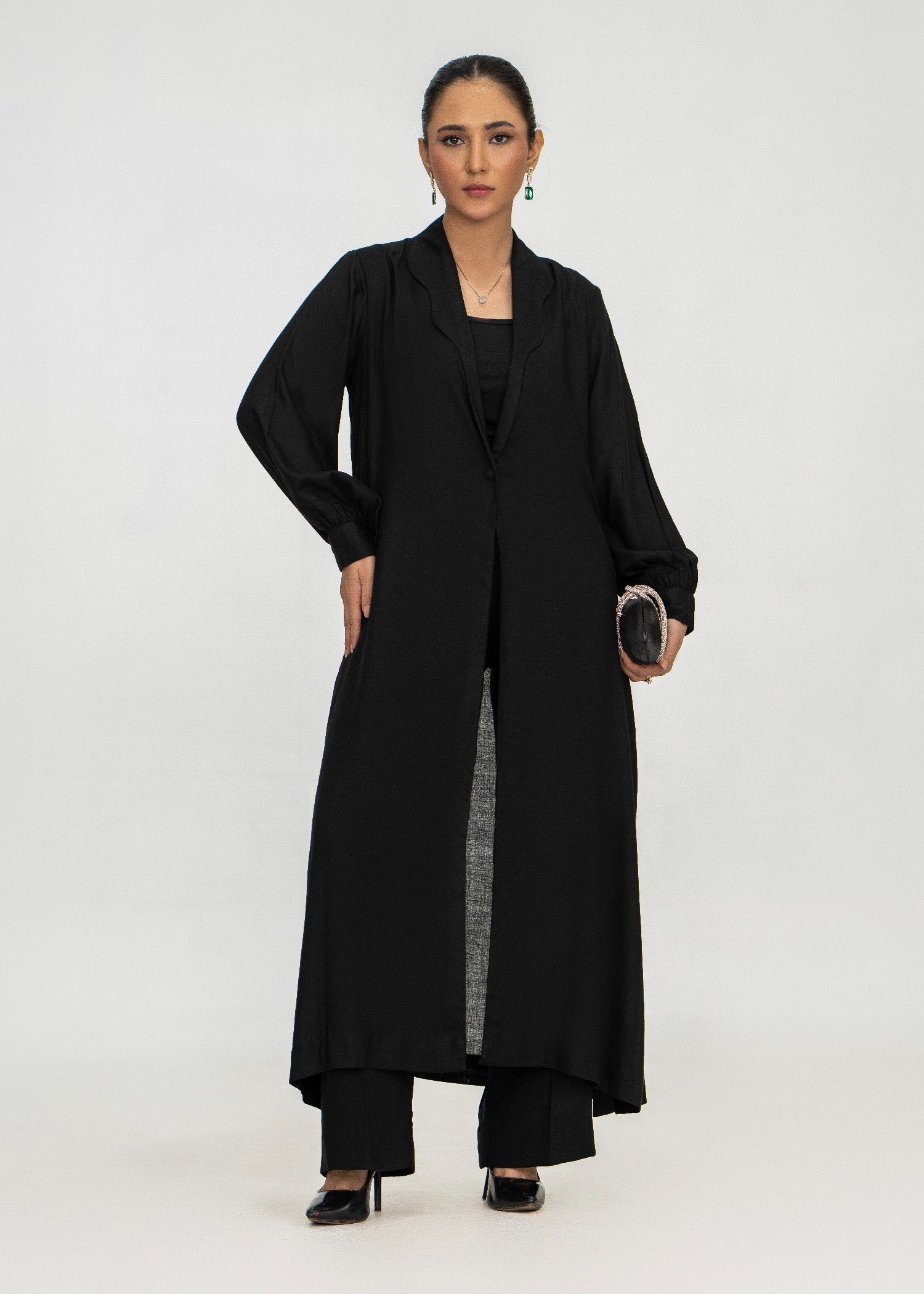 arabic lawn Gown in Black