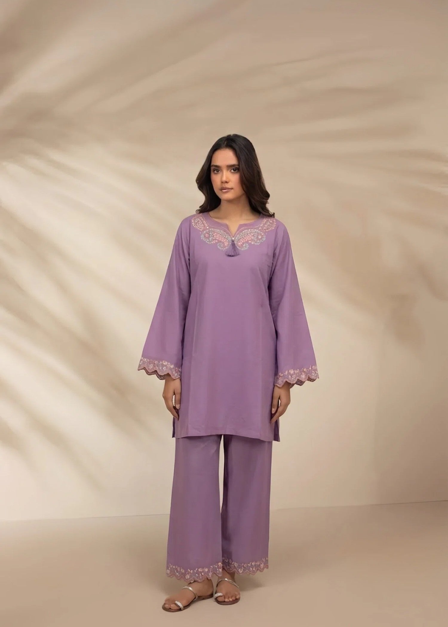 linen Kurta Set in Heliotrope