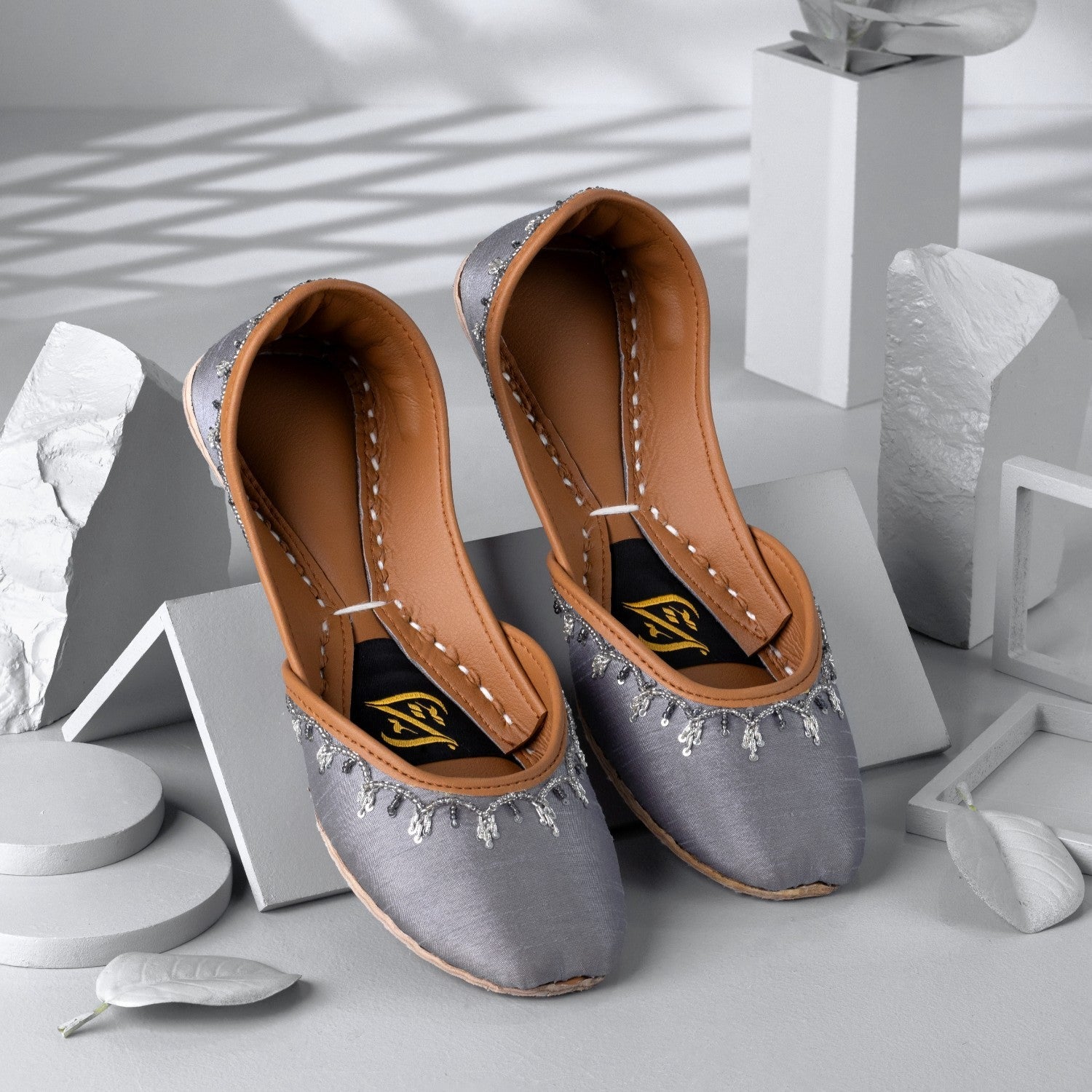 Khussa in Ash grey by - High Quality Women Khussa ZGA0928