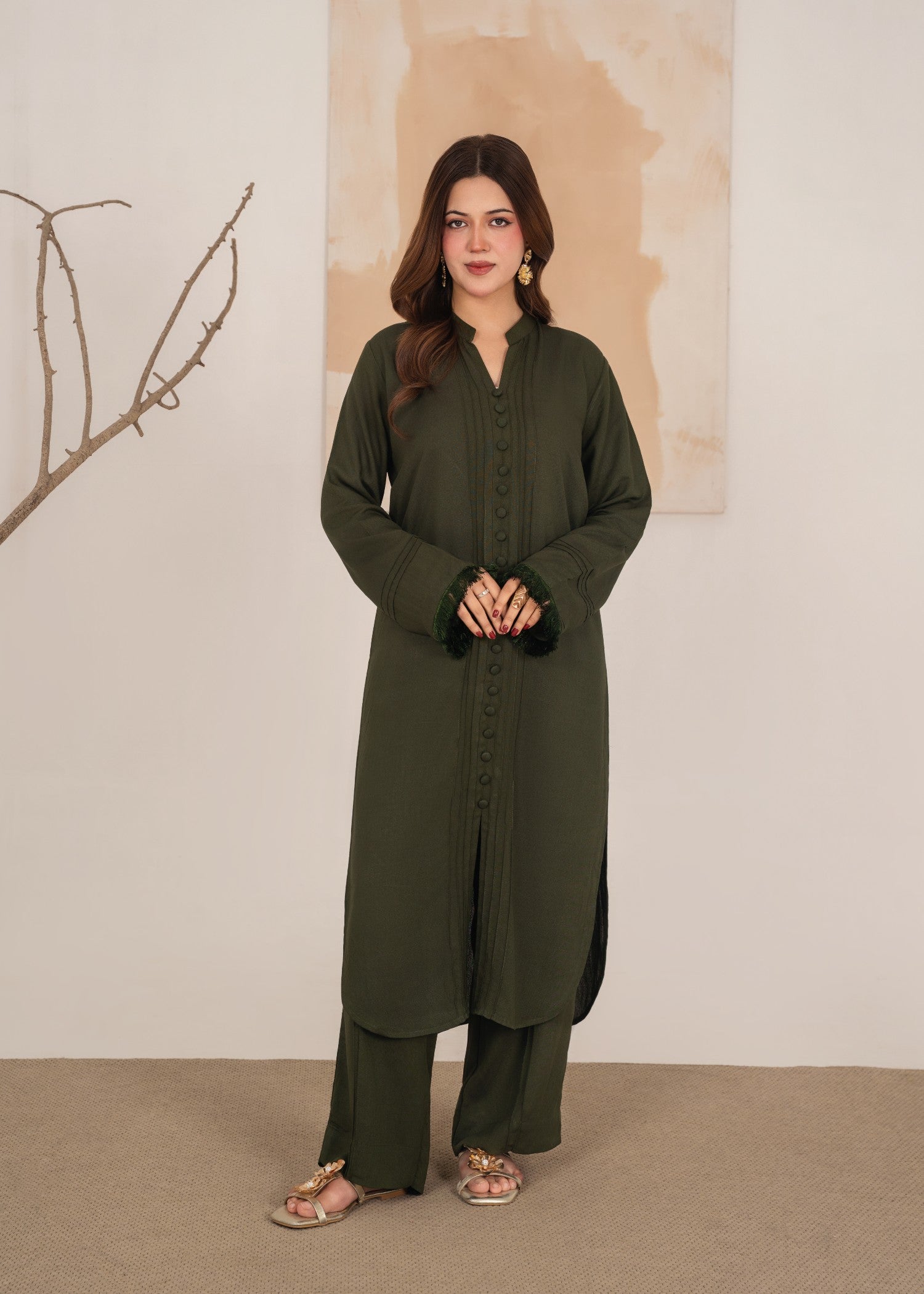 karandi Co Ord Sets in Olive green