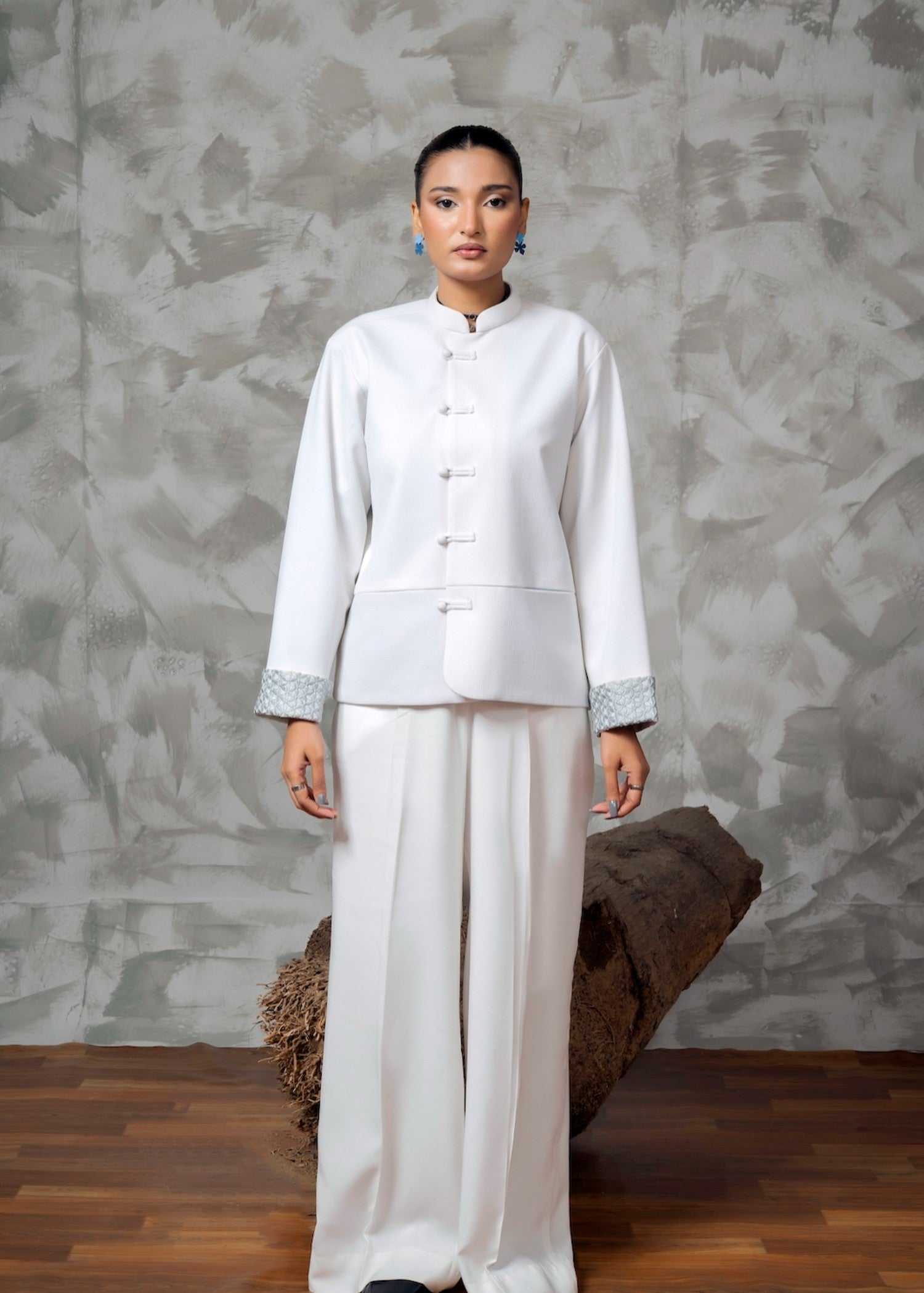 cotton pique Coat in White