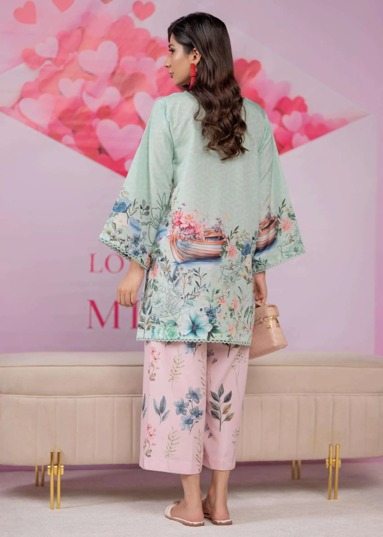 silk finish lawn Kurta Set in Sky blue