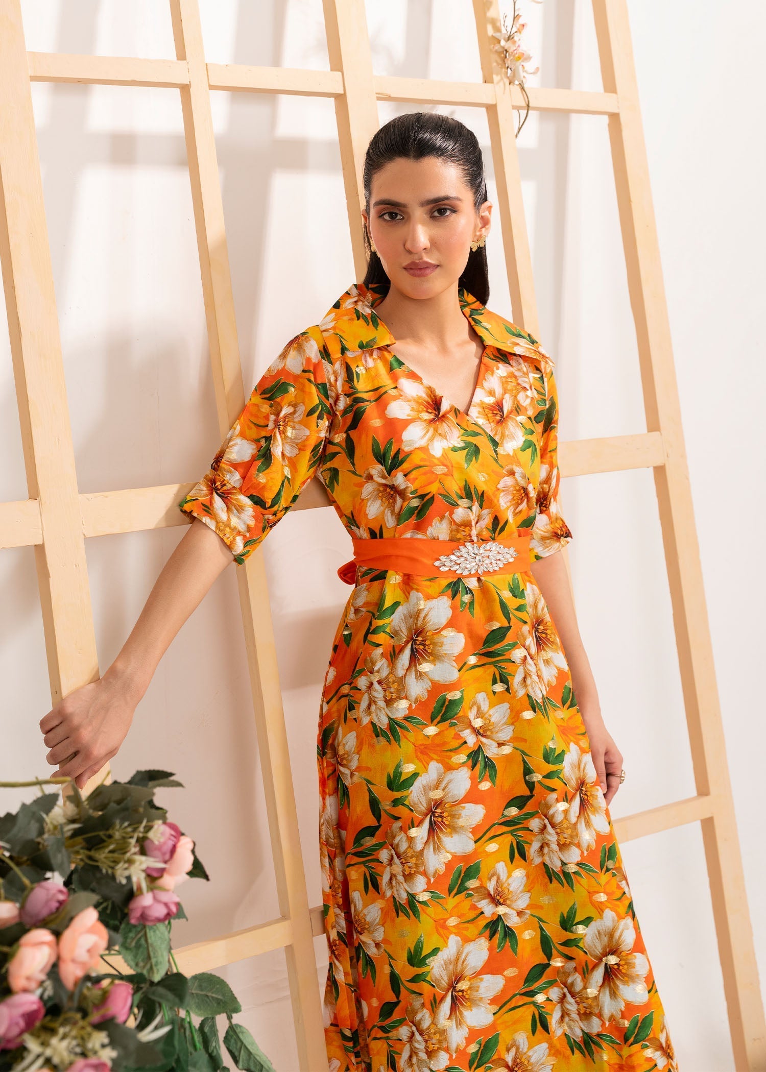 lawn Maxi in Pumpkin orange