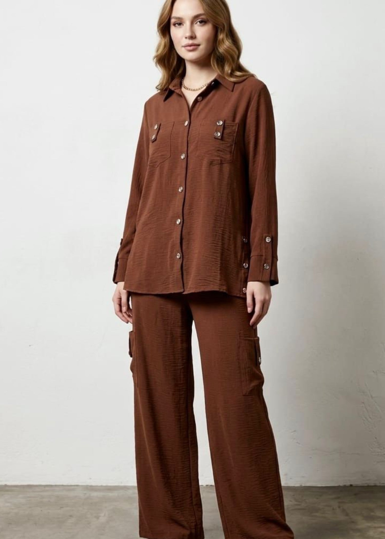 cotton jersey Co Ord Sets in Chocolate brown