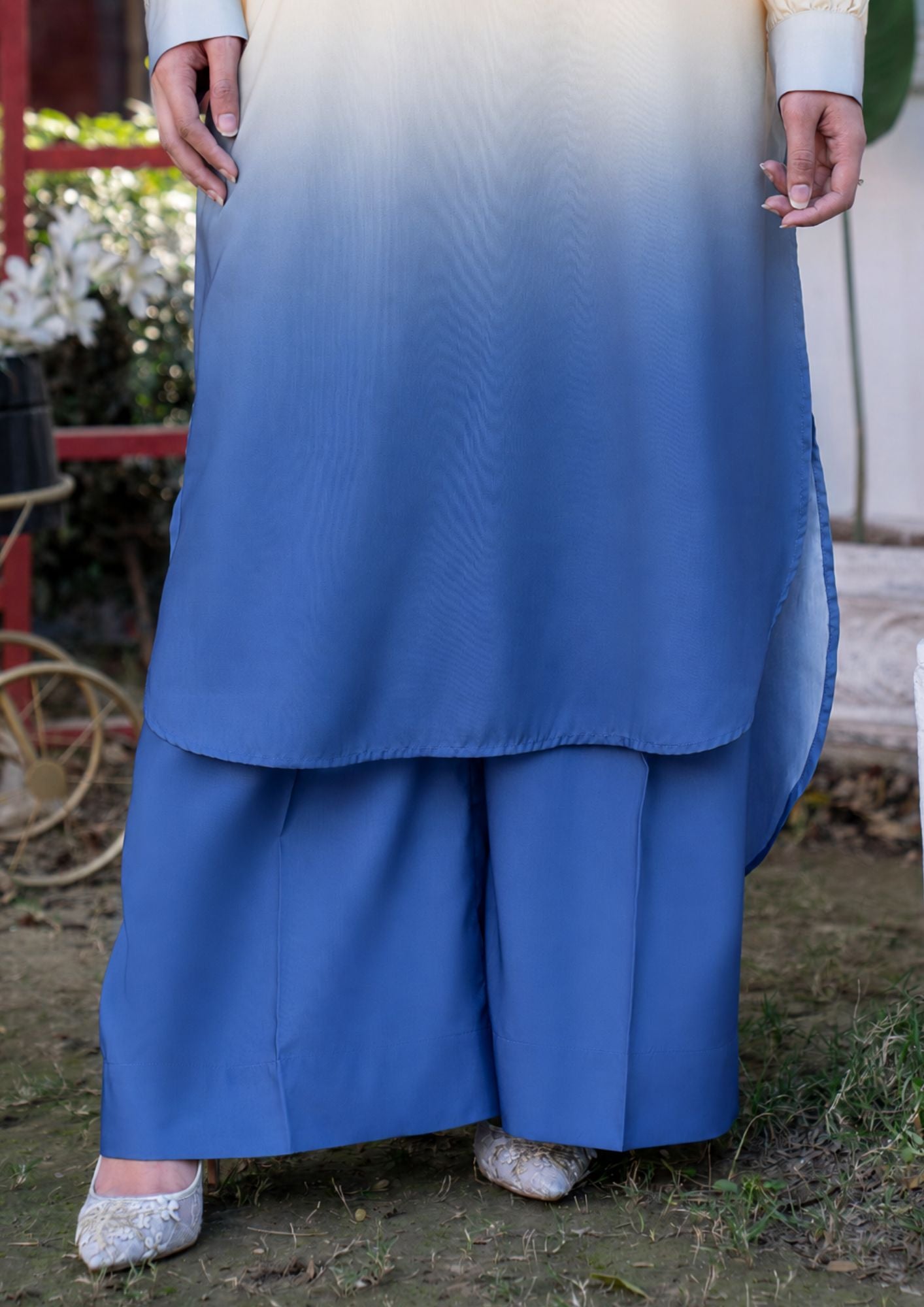 arabic lawn Co Ord Sets in Royal blue, peach orange
