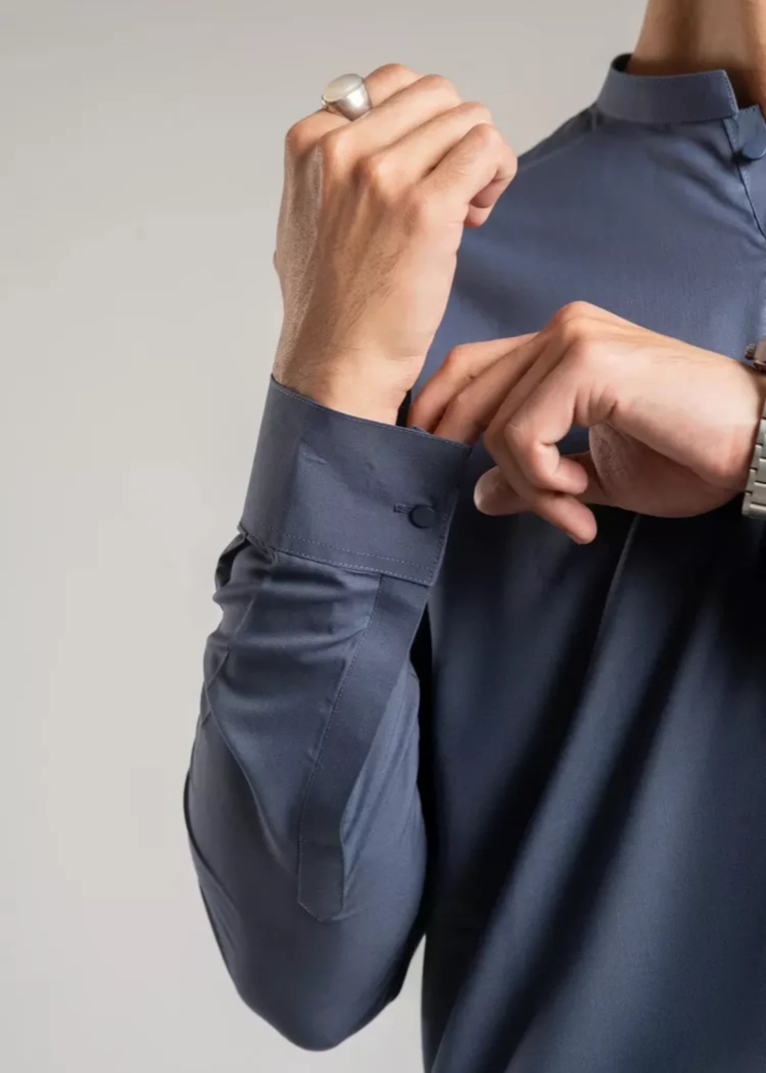 wash & wear Shalwar Kameez in Steel blue