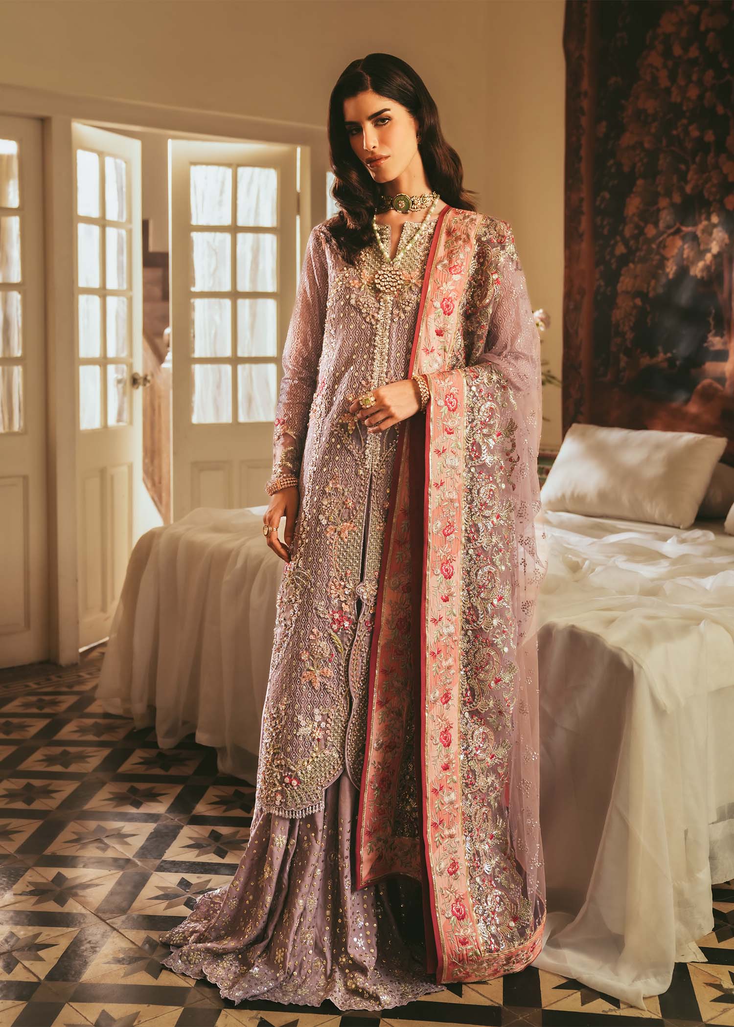 korean raw silk Maxi in Lilac