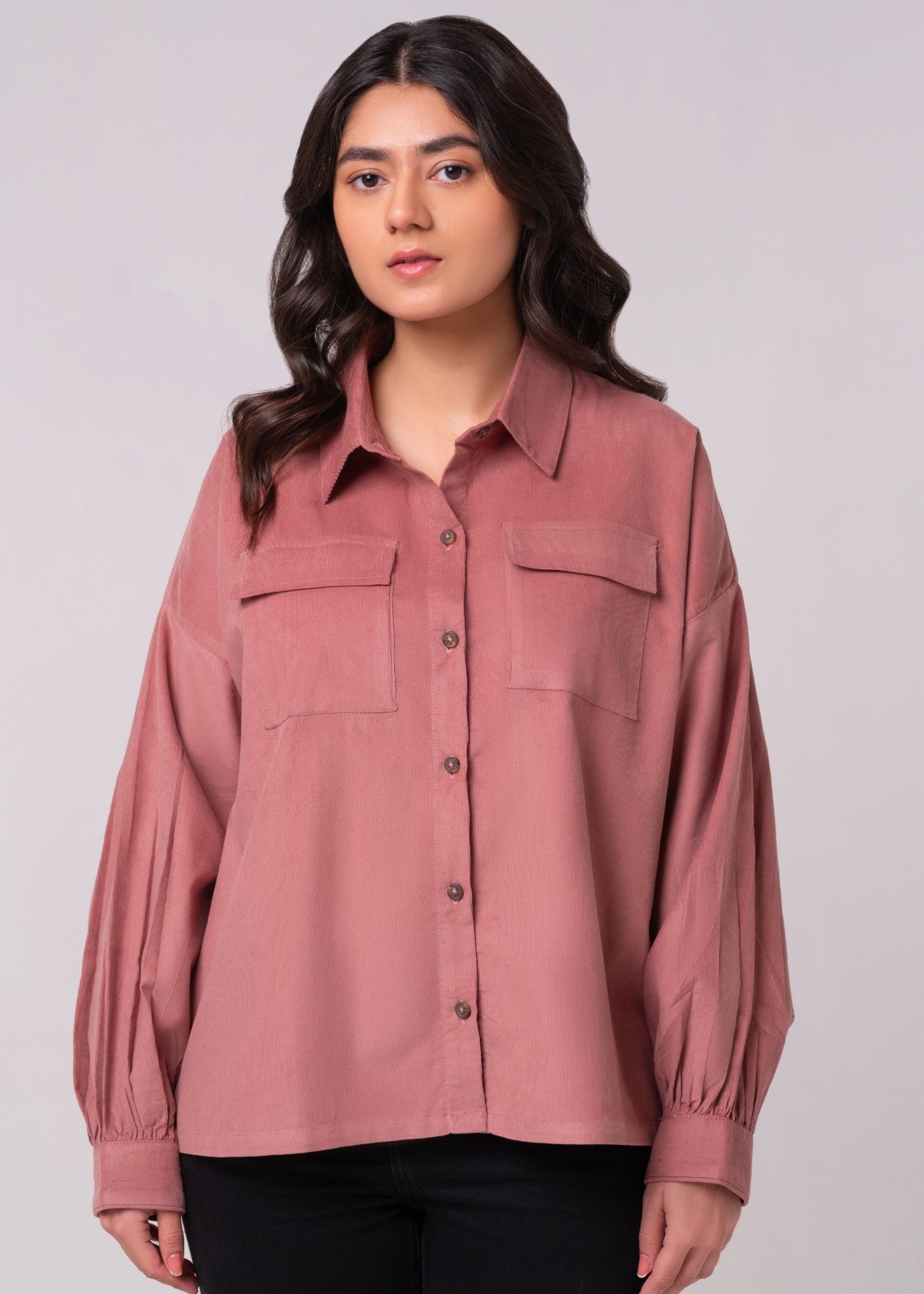corduroy Top in Mauve pink