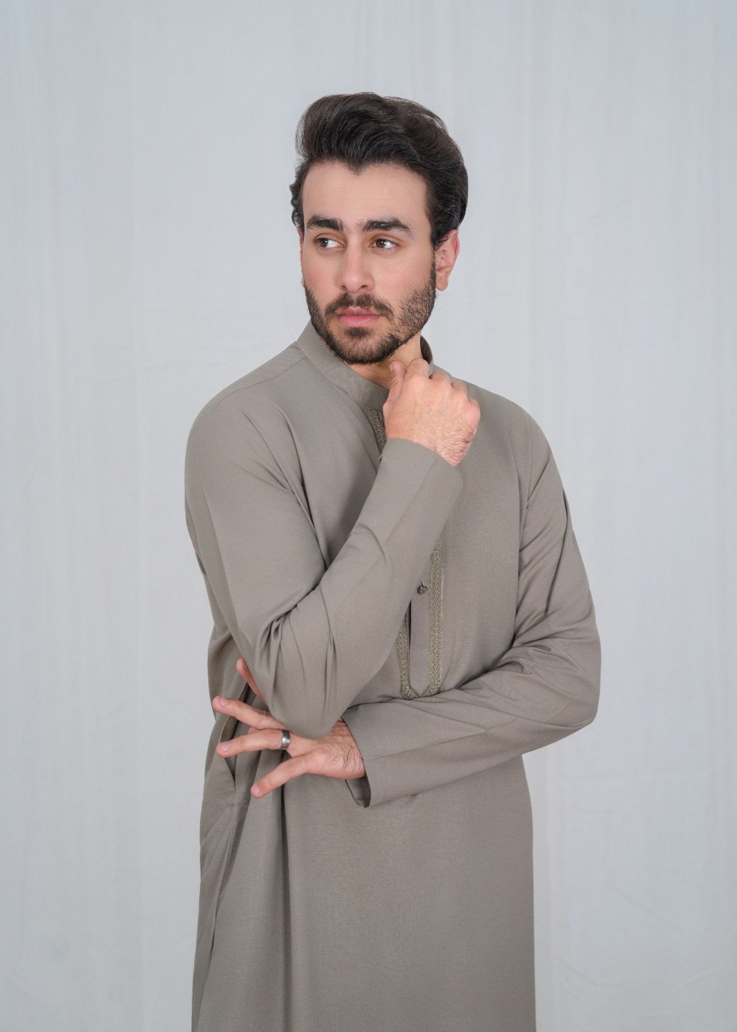 karandi Kurta Set in Grey