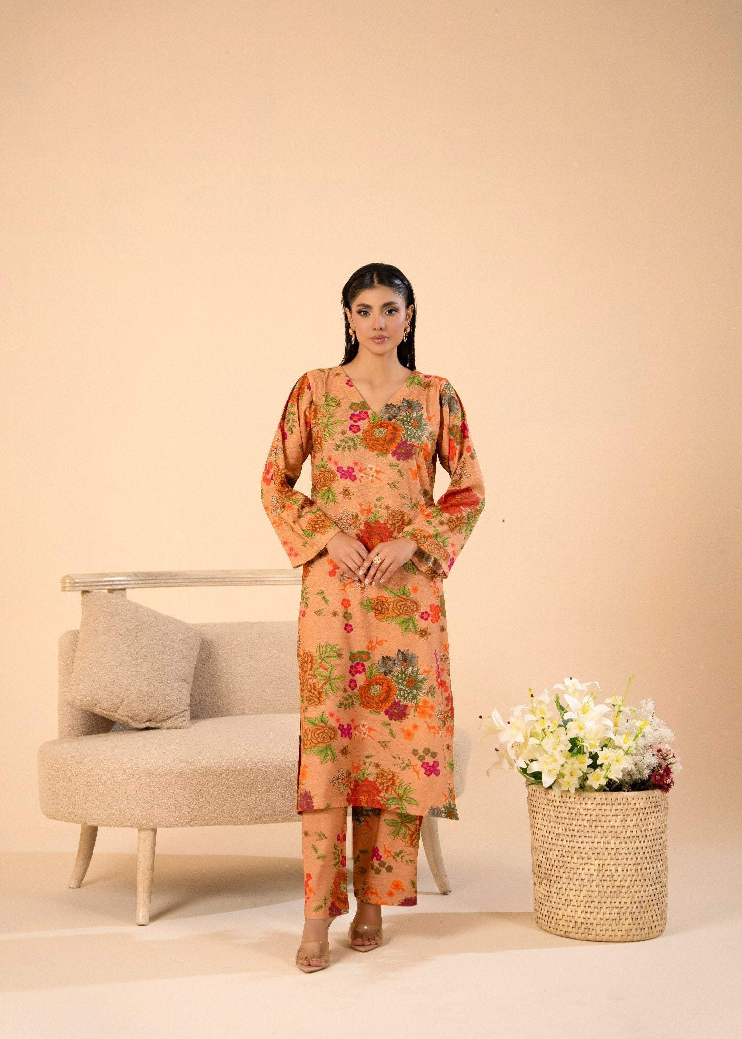 viscose Co Ord Sets in Camel brown