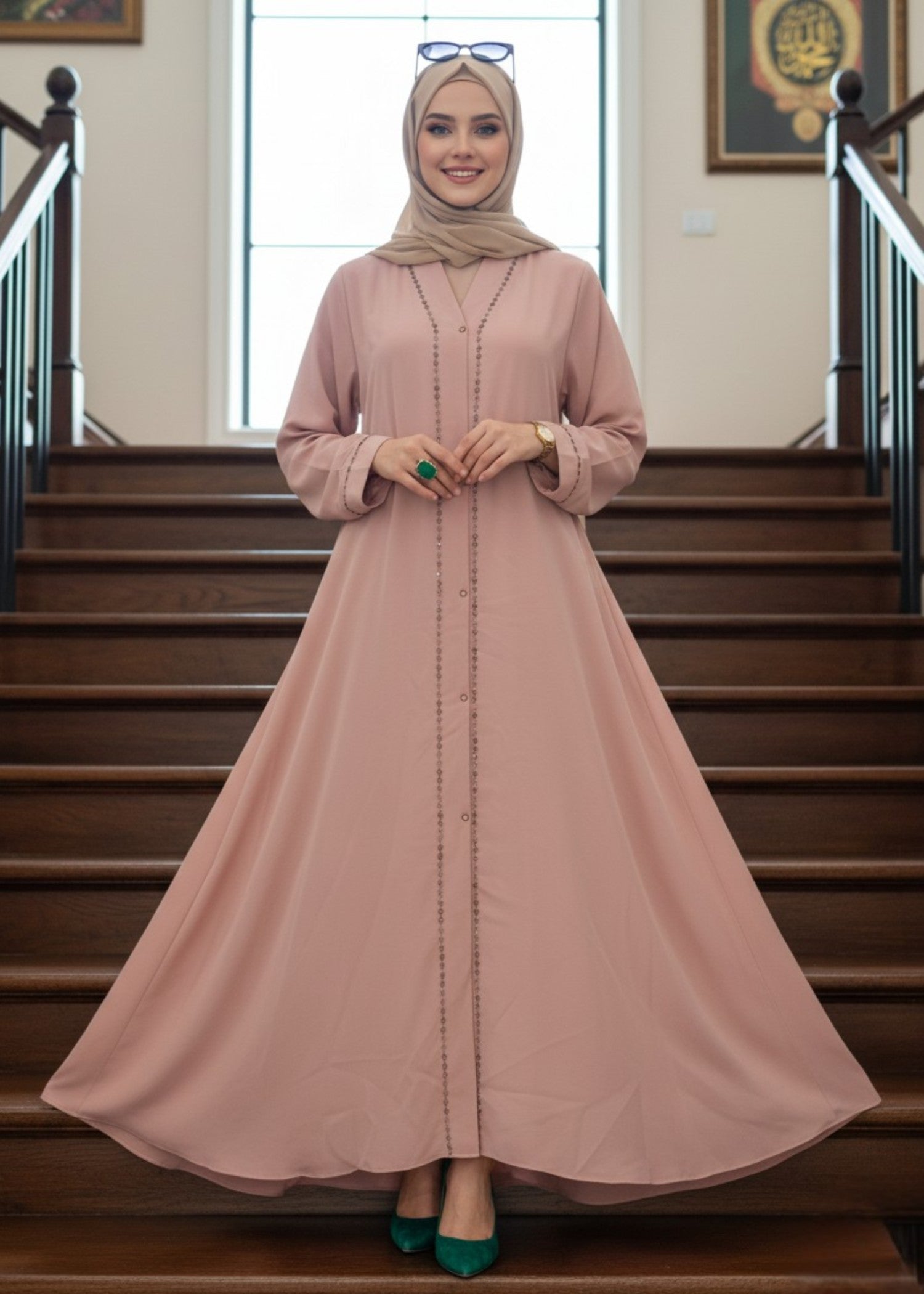 nidha Abaya in Indian pink