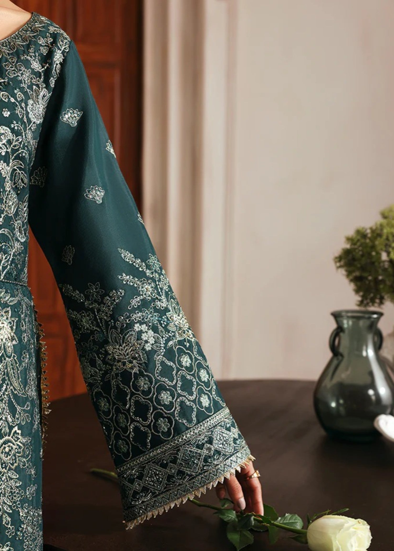 raw silk Sharara in Teal